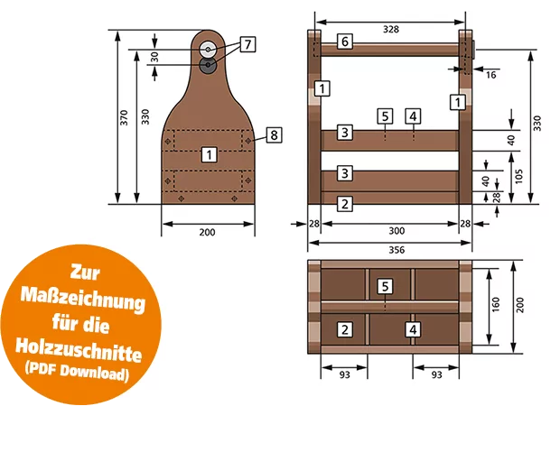 Holzzuschnitt Männerhandtasche