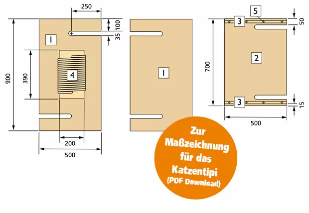 Katzentipi Maßzeichnung