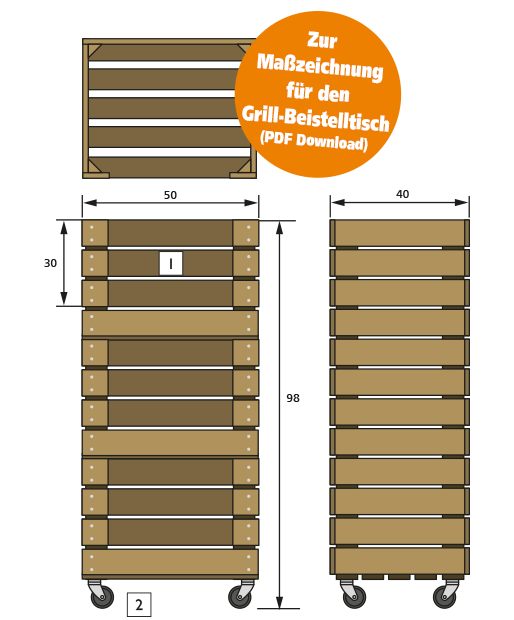 Maßzeichnung Grill-Beistelltisch