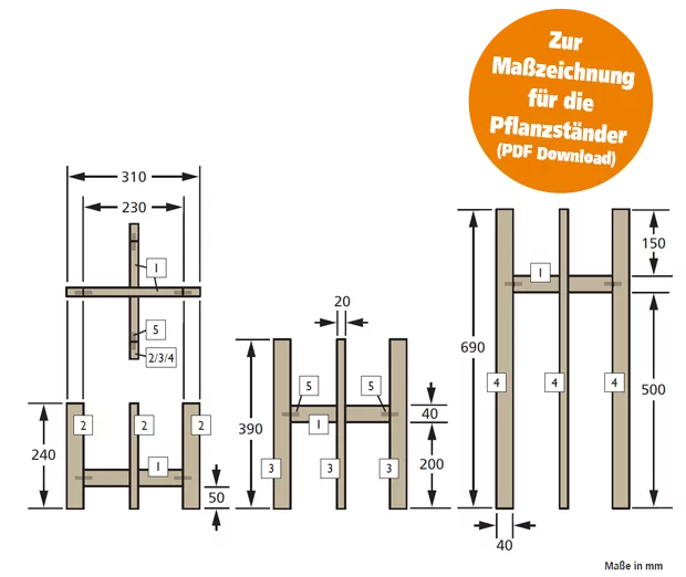 Masszeichnung Pflanzenstaender