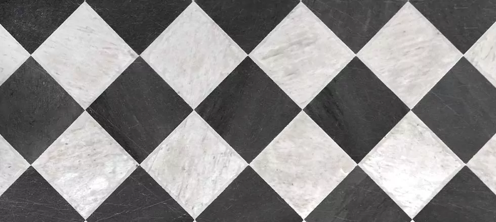 Verlegemuster Fliesen: Diagonalverband.