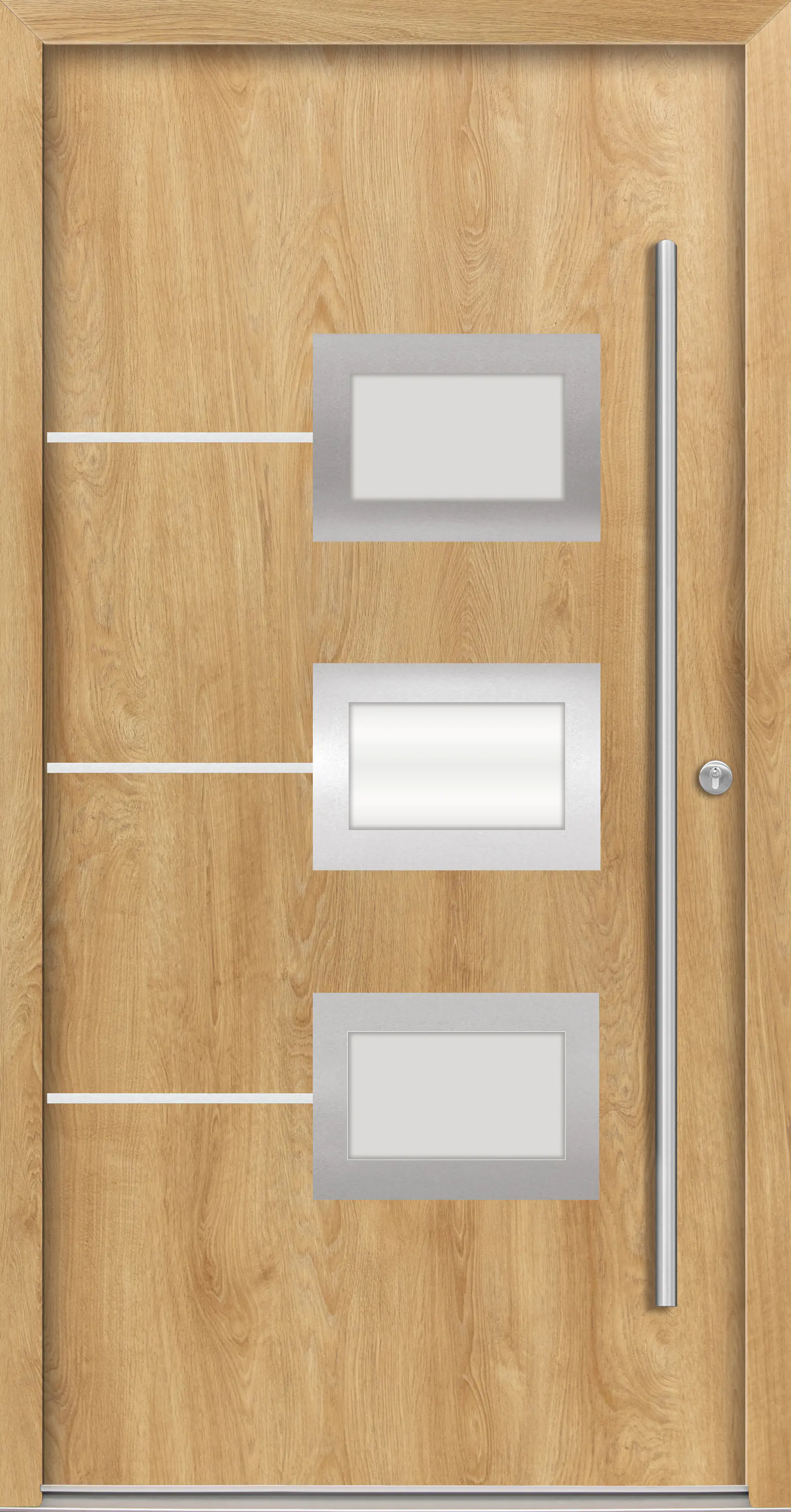 Splendoor Haustür Passivedoor Premium B03 Eiche Natur DIN Rechts 100 x 210 cm