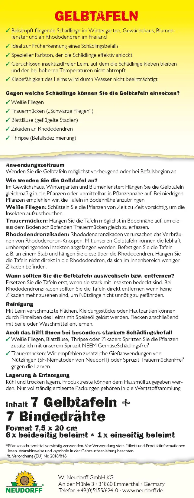 Neudorff Gelbtafeln 7 Stück