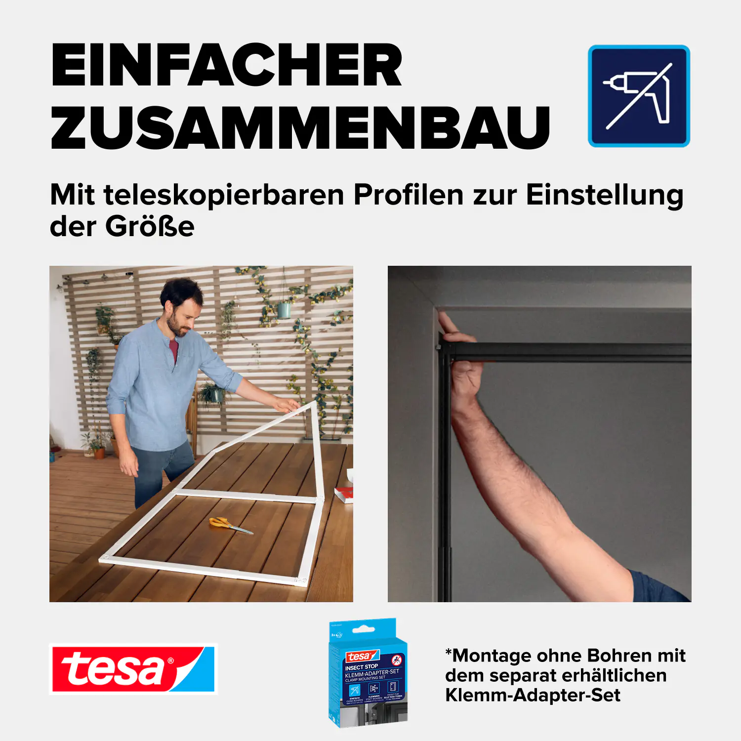 tesa Fliegenschutz-Tür FALT 100 x 220 cm anthrazit/weiß kürzbar