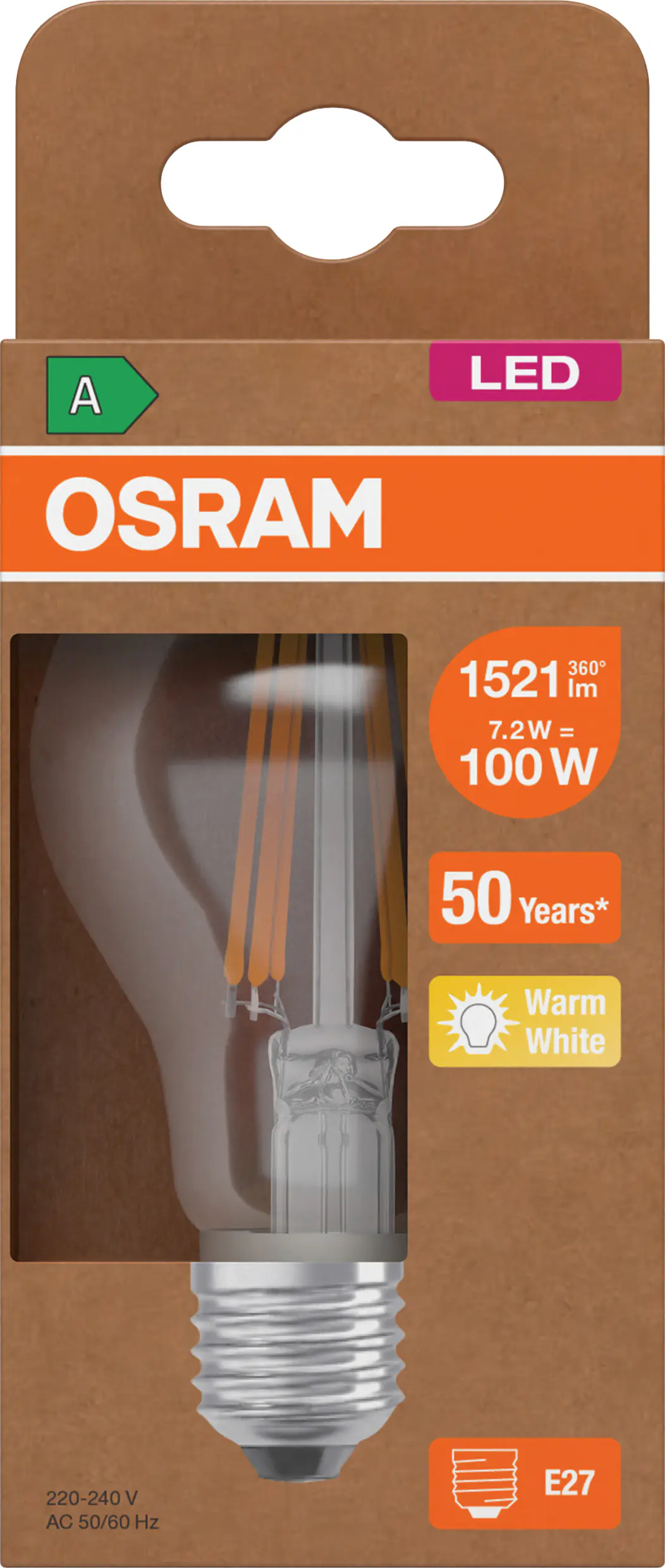 Osram LED Leuchtmittel Classic A100 E27 7,2W warmweiß