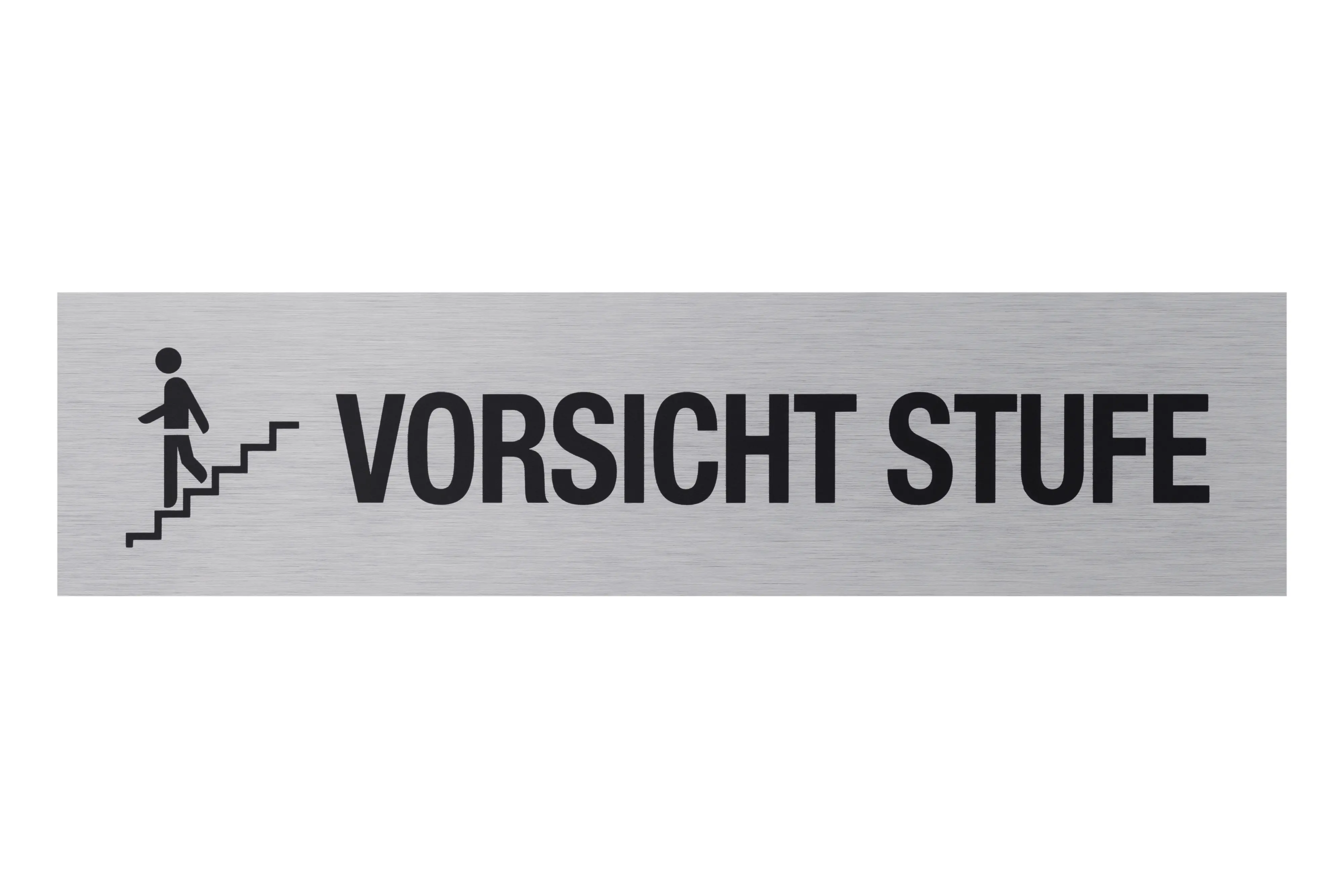 Conmetall Aufkleber Vorsicht Stufe Aluminium 16 x 4 cm edelstahl-optik