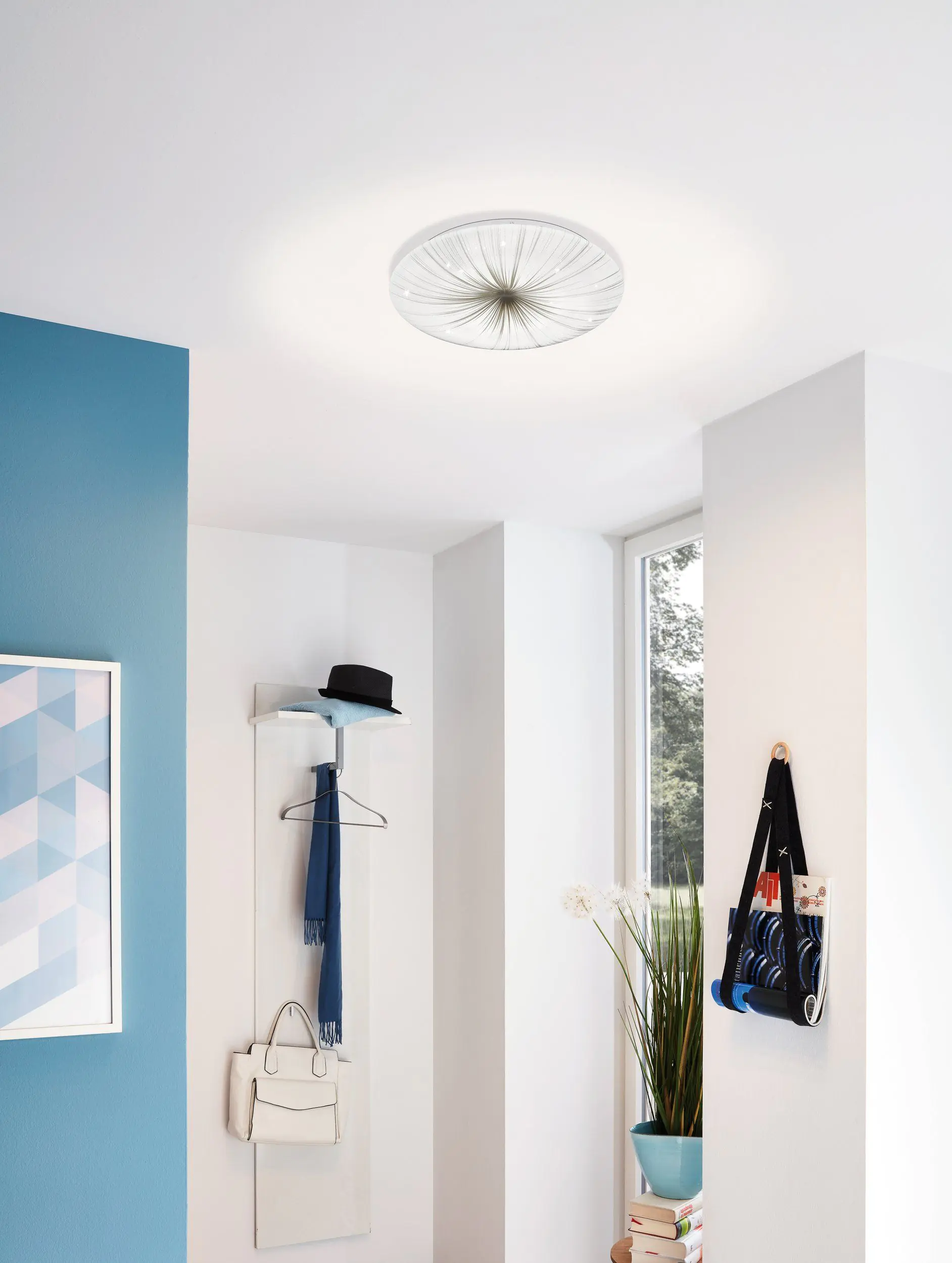 Eglo LED Deckenleuchte Nieves weiß-silber Ø 41 cm warmweiß
