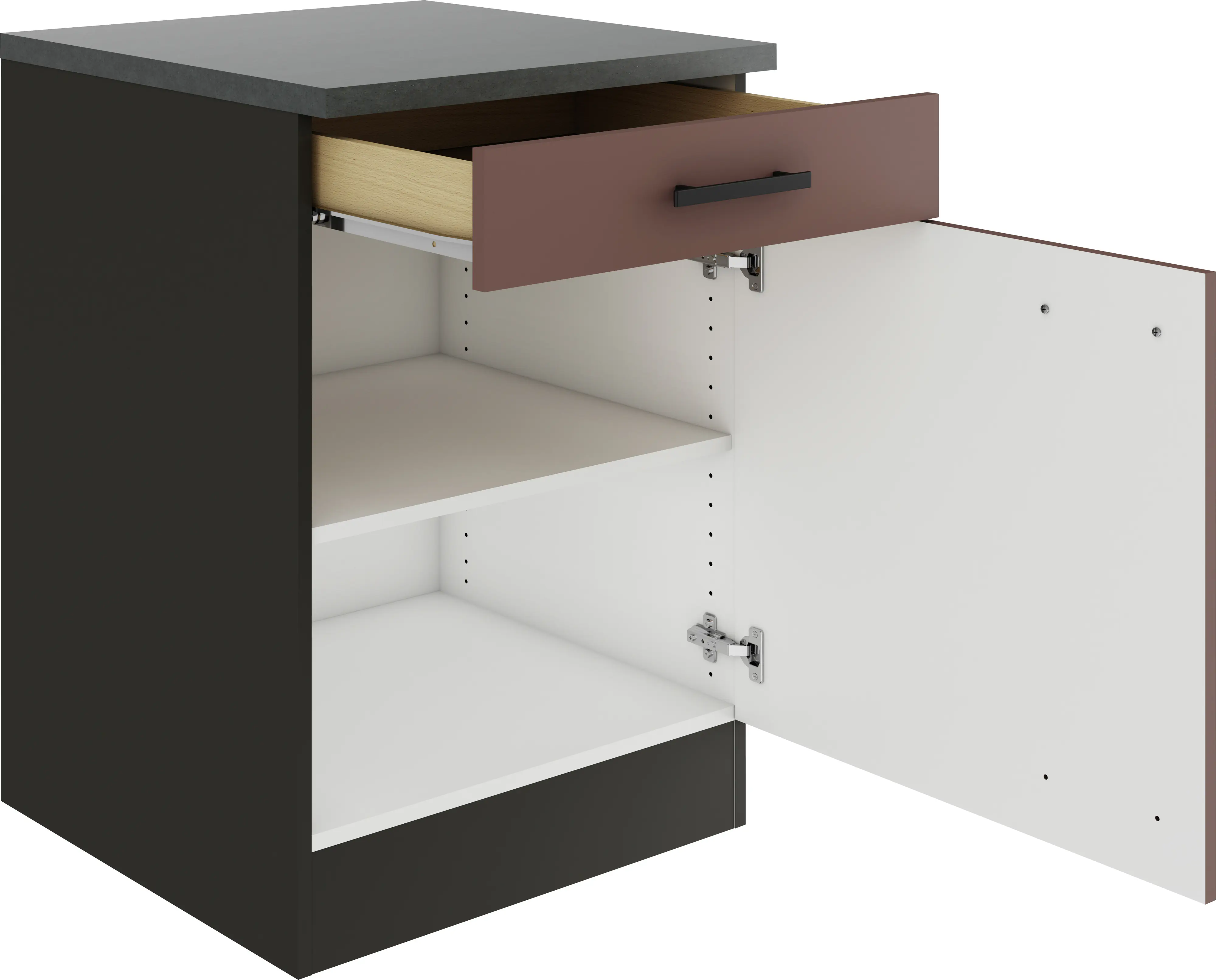 Optifit Unterschrank Nizza 407 rostrot/anthrazit matt 60 cm 