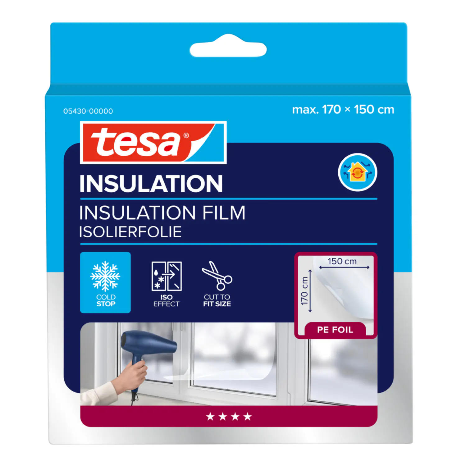 tesa Moll Fenster-Isolierfolie Thermo Cover 1,7 x 1,5 m