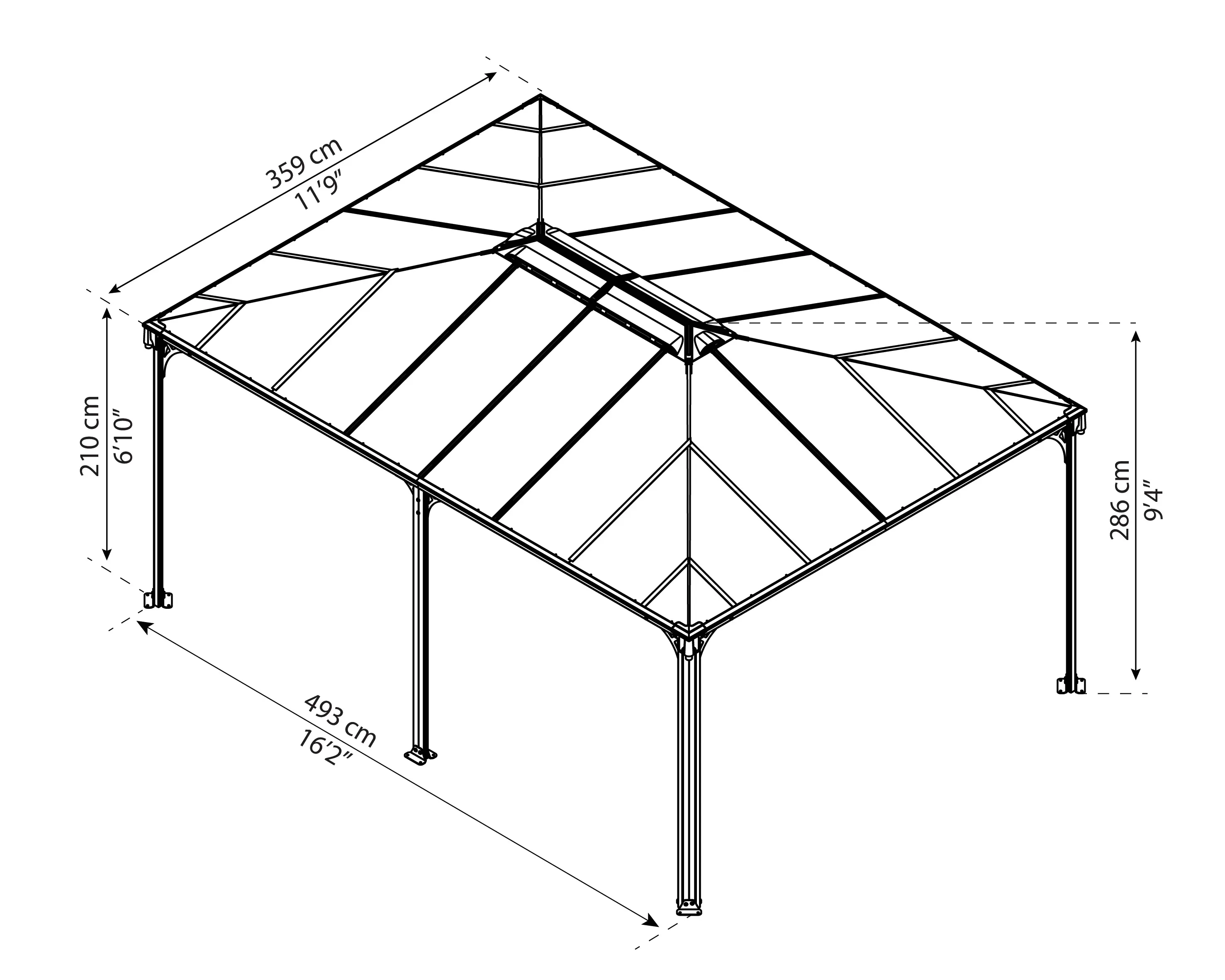 Canopia Pavillon Martinique 493,1 x 359,3 cm anthrazit
