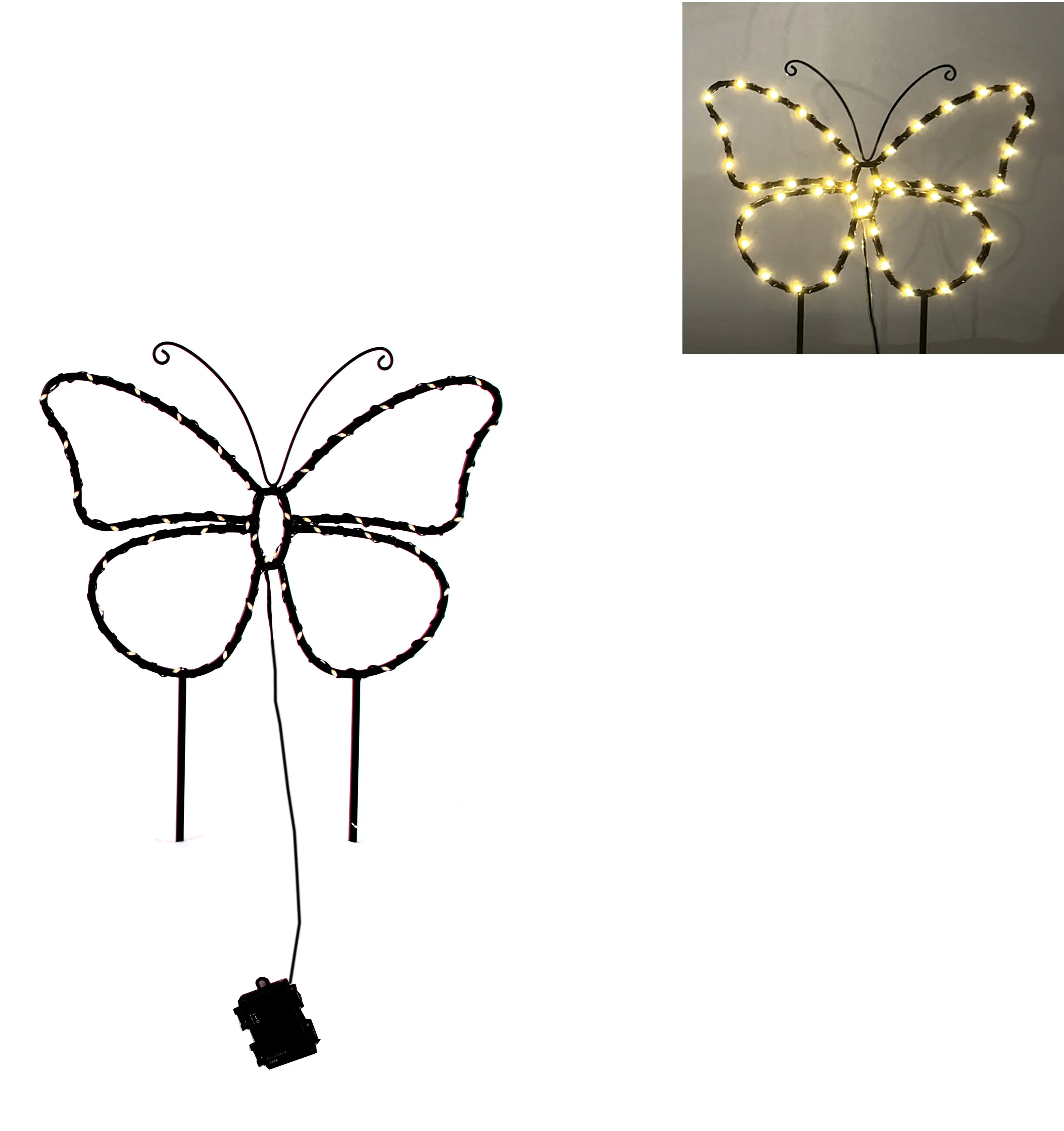 TrendLine LED-Stecker Schmetterling Eisen 39 x 49 cm schwarz warmweiß