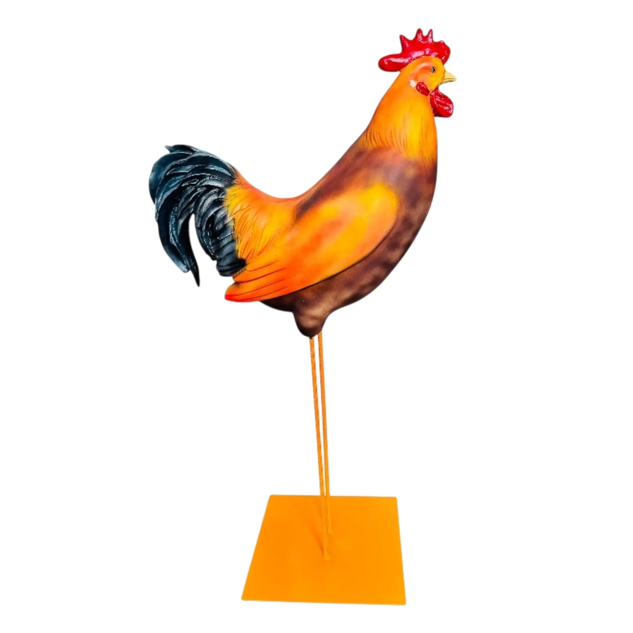 Dekoaufsteller Hahn groß 137 x 50 cm orange/schwarz