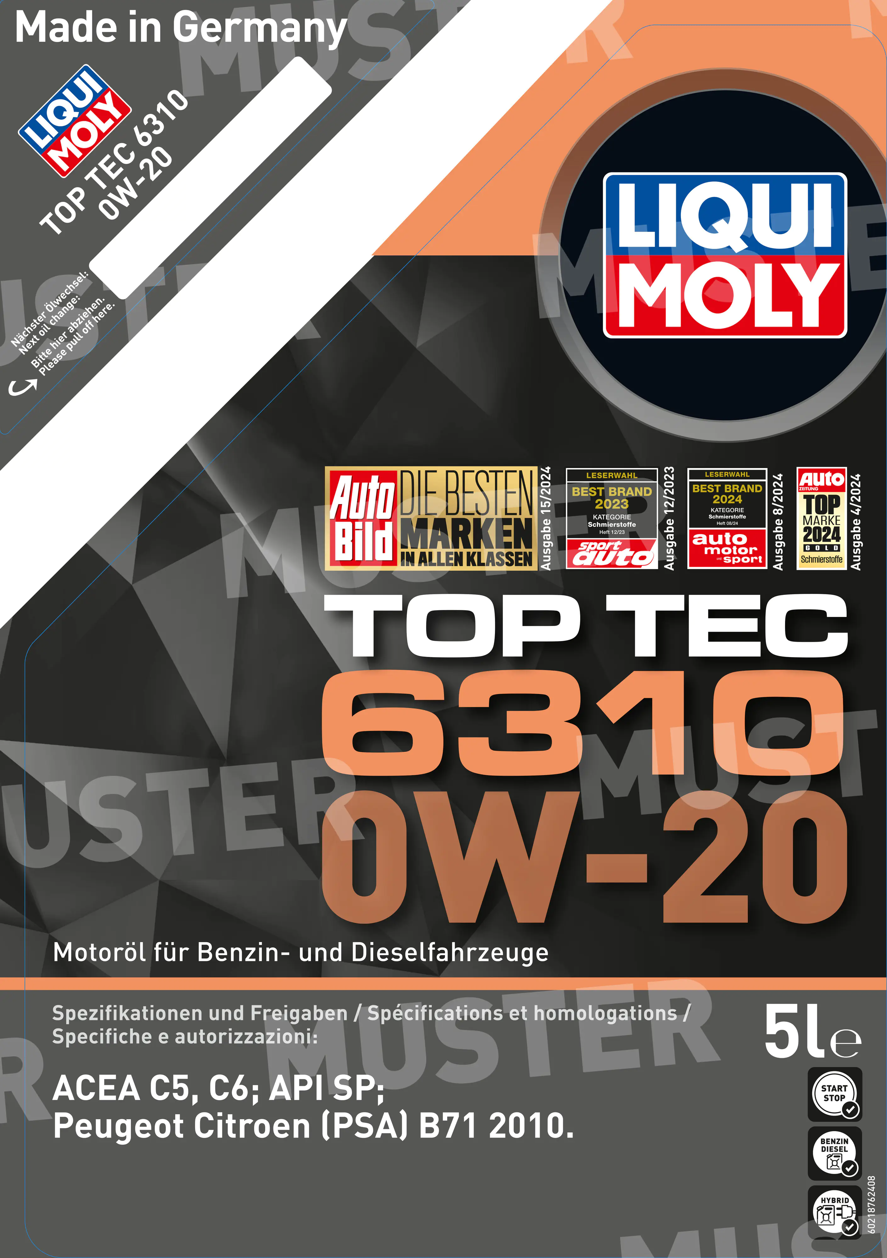 Liqui Moly Motoröl Top Tec 6310 0W-20 5L