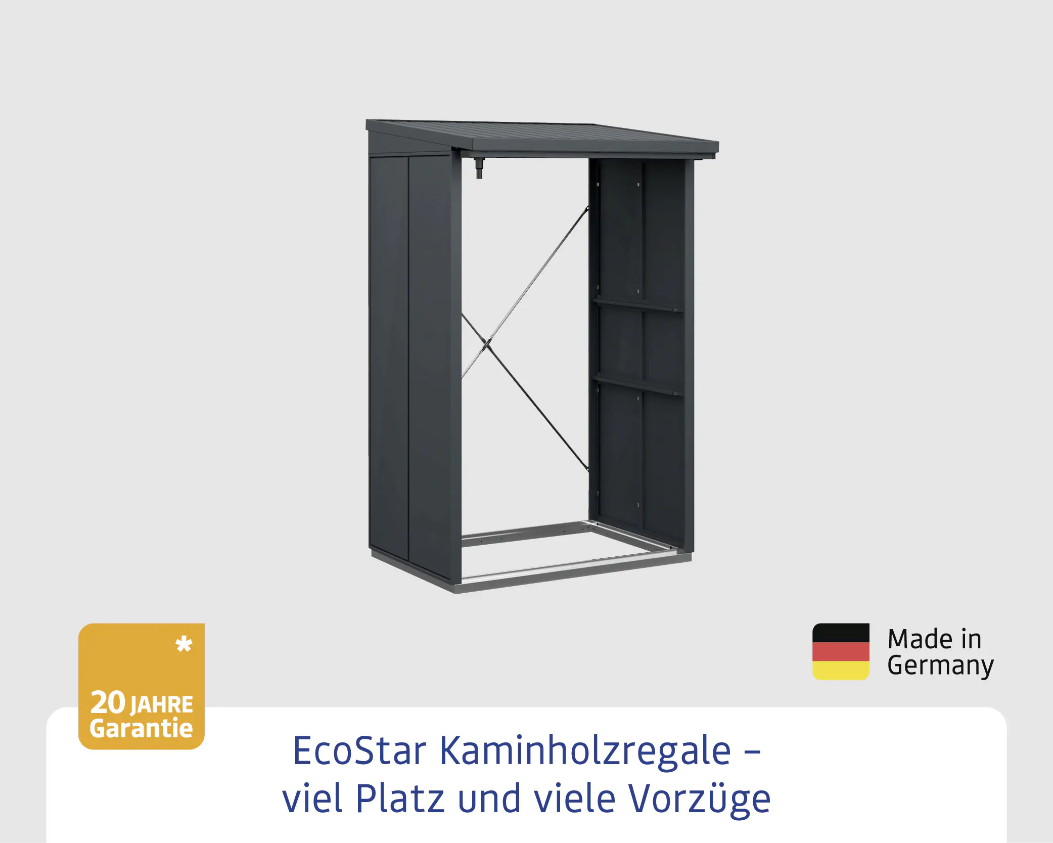 Ecostar Kaminholzregal Elegant-V Typ 1, anthrazitgrau, mit Verstrebung