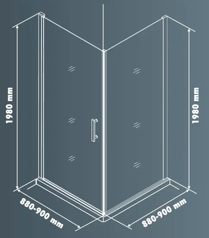 Primaster Pivot-Duschtür mit Seitenwand Easy-6 90 x 90 cm Klarglas