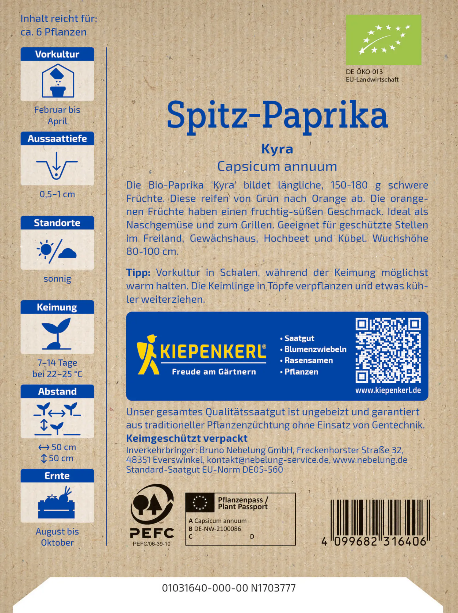 Kiepenkerl Bio Spitz-Paprika Kyra