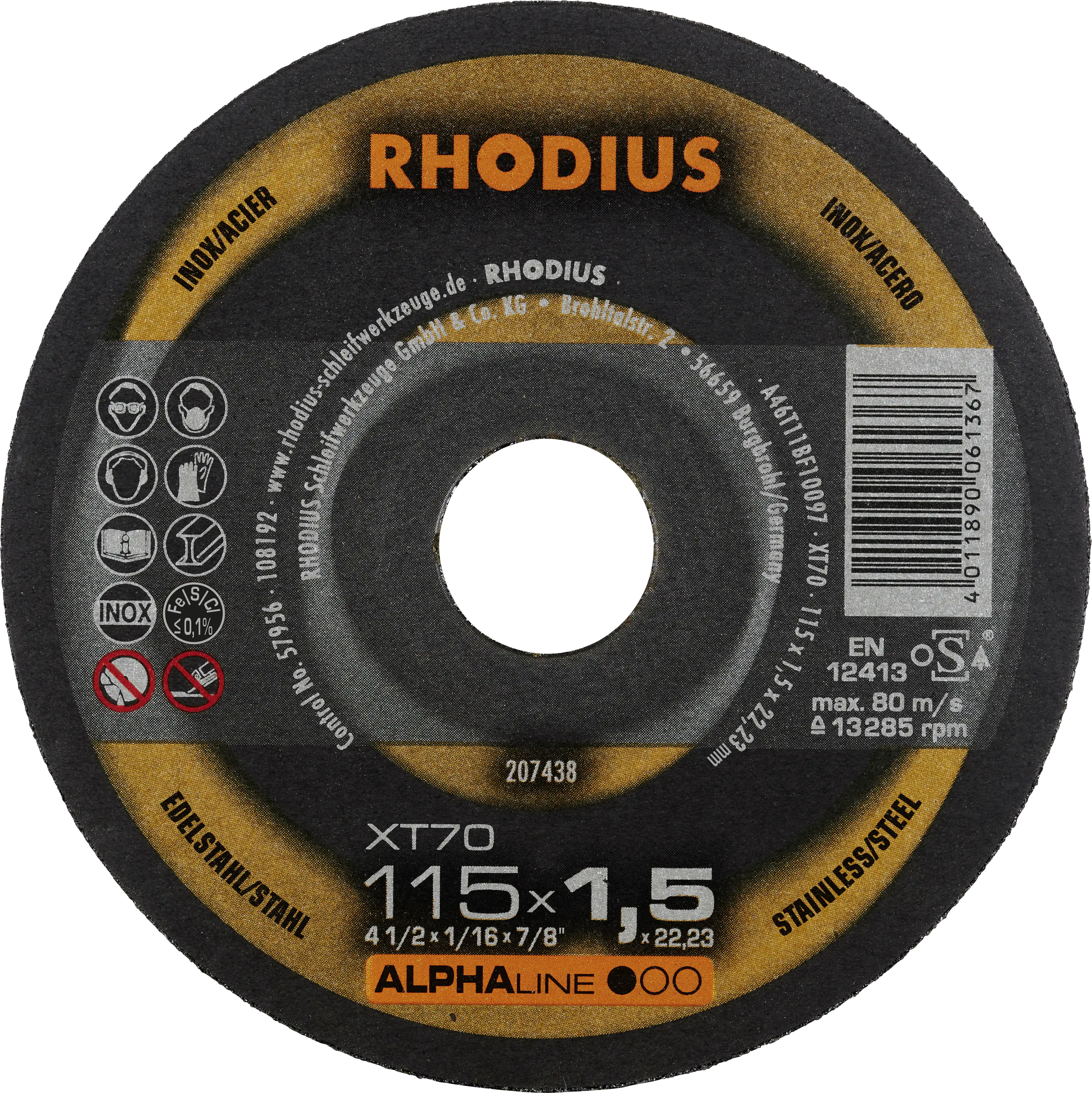 Rhodius Trennscheibe dünn XT70 Ø 115 mm Bohrung 22,23 mm