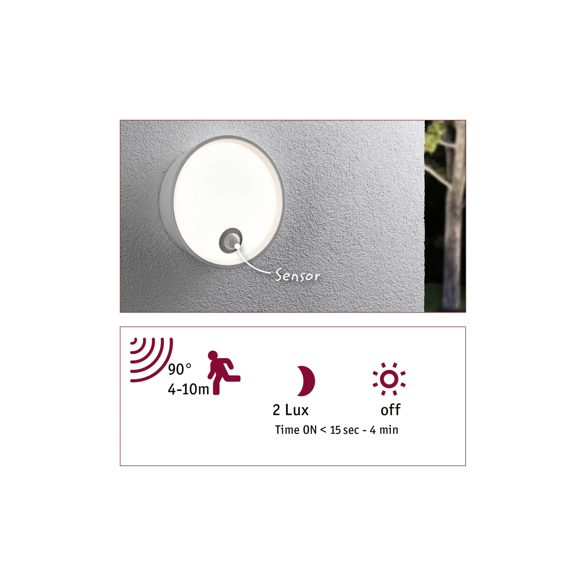 Paulmann LED Außenleuchte Platomo weiß Ø 18 cm mit Bewegungsmelder