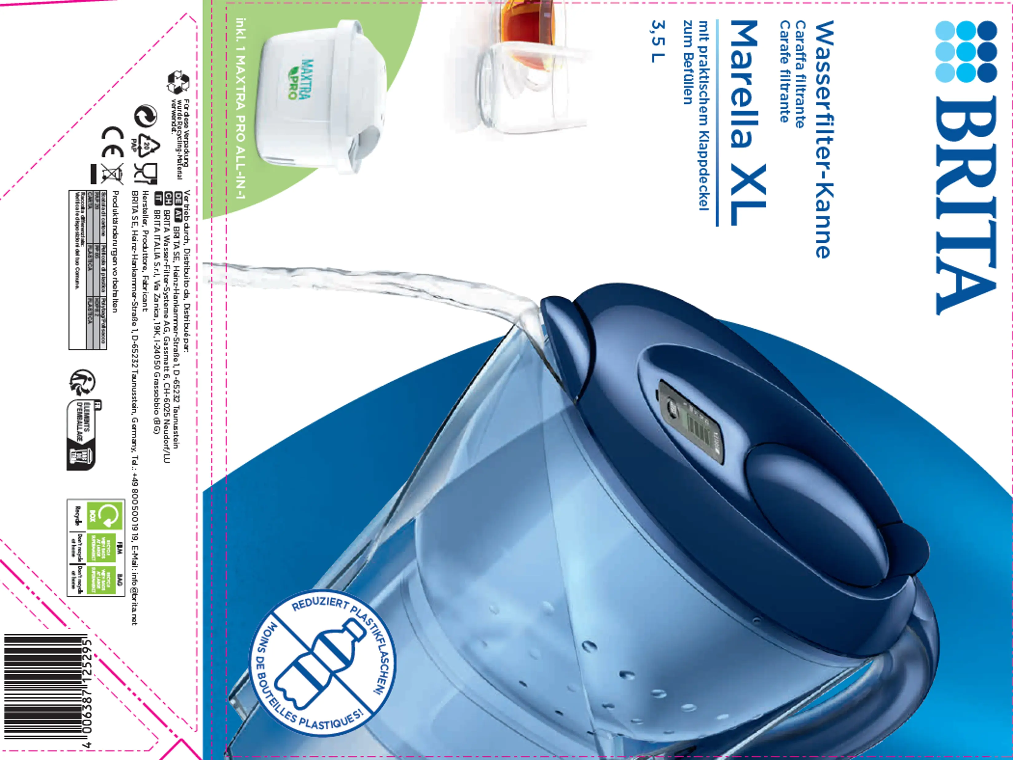 Brita Wasserfilter-Kanne Marella XXL blau 3,5 l Füllmenge