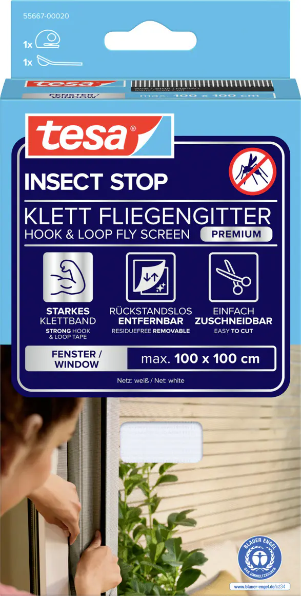 tesa Insektenschutz-Fenster COMFORT 100 x 100 cm weiß 