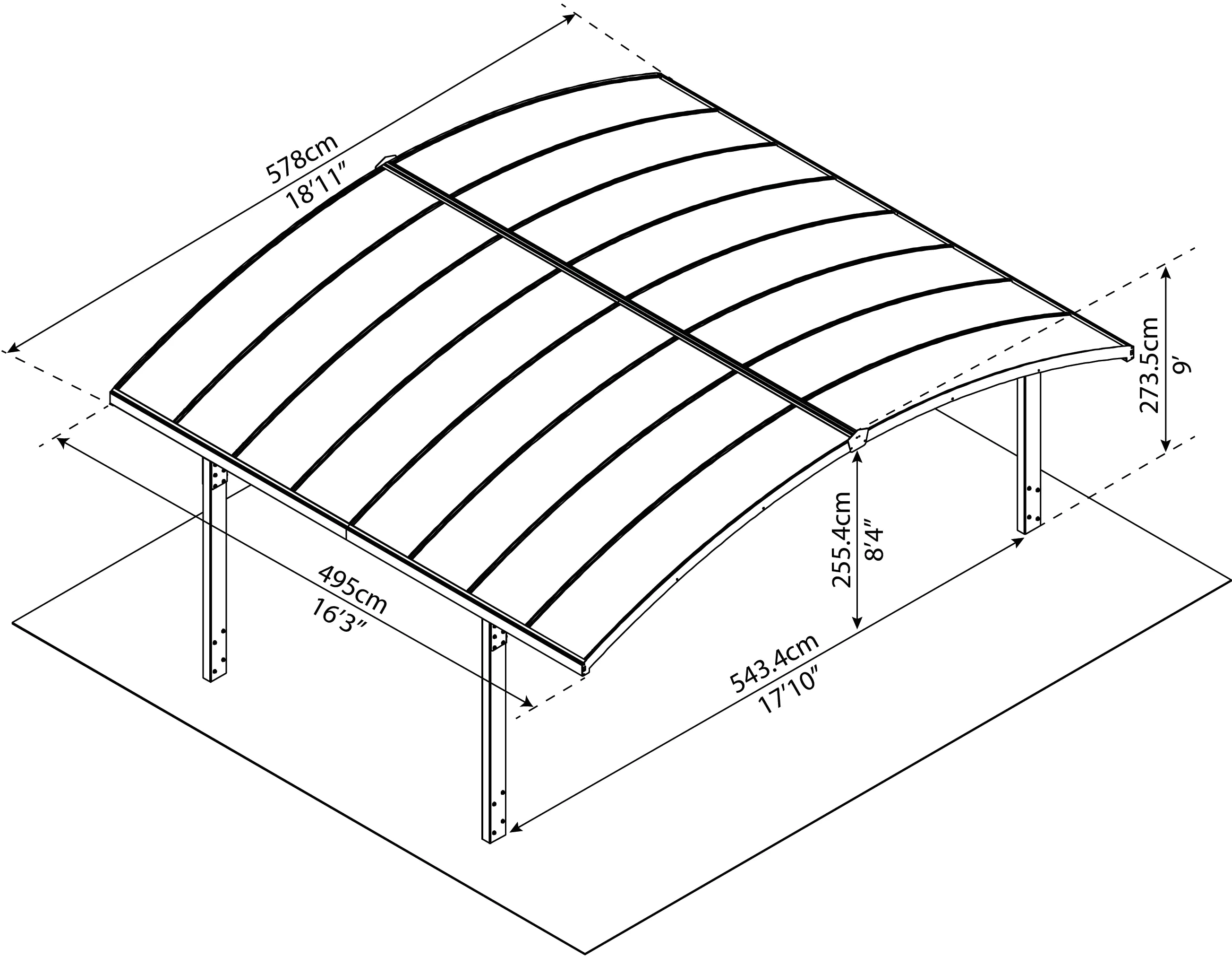 Canopia Carport Arizona Wave  495 x 578 cm anthrazit