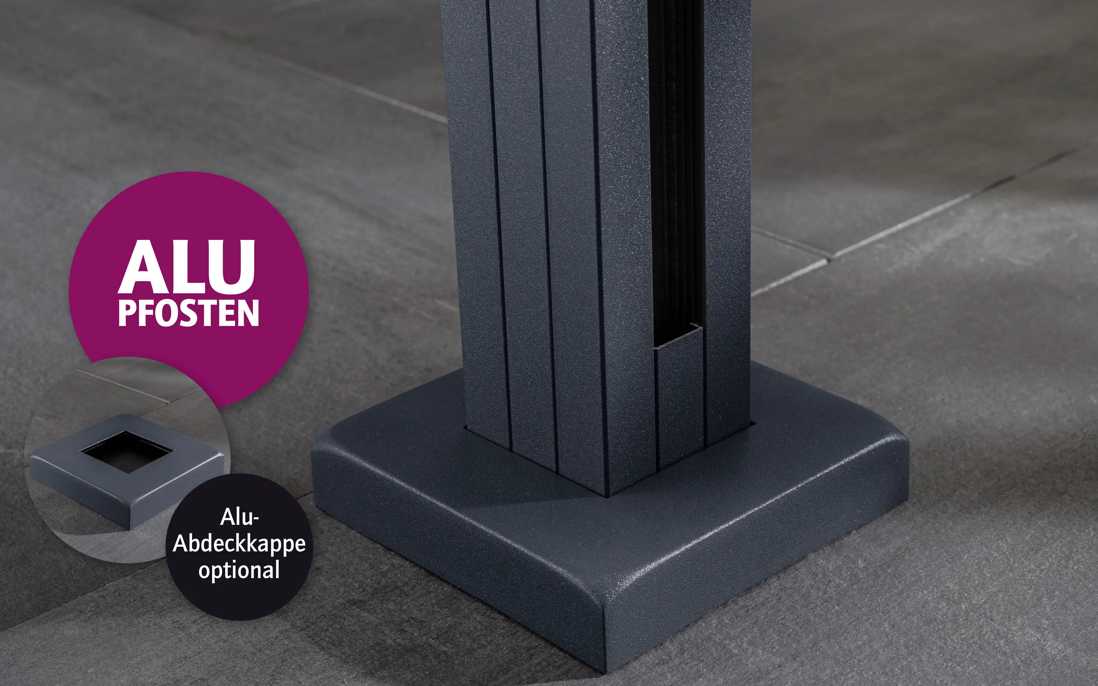 Ambiente Aluminium-Pfosten 240 cm, 68 x 68 mm, Anthrazit Struktur 7016