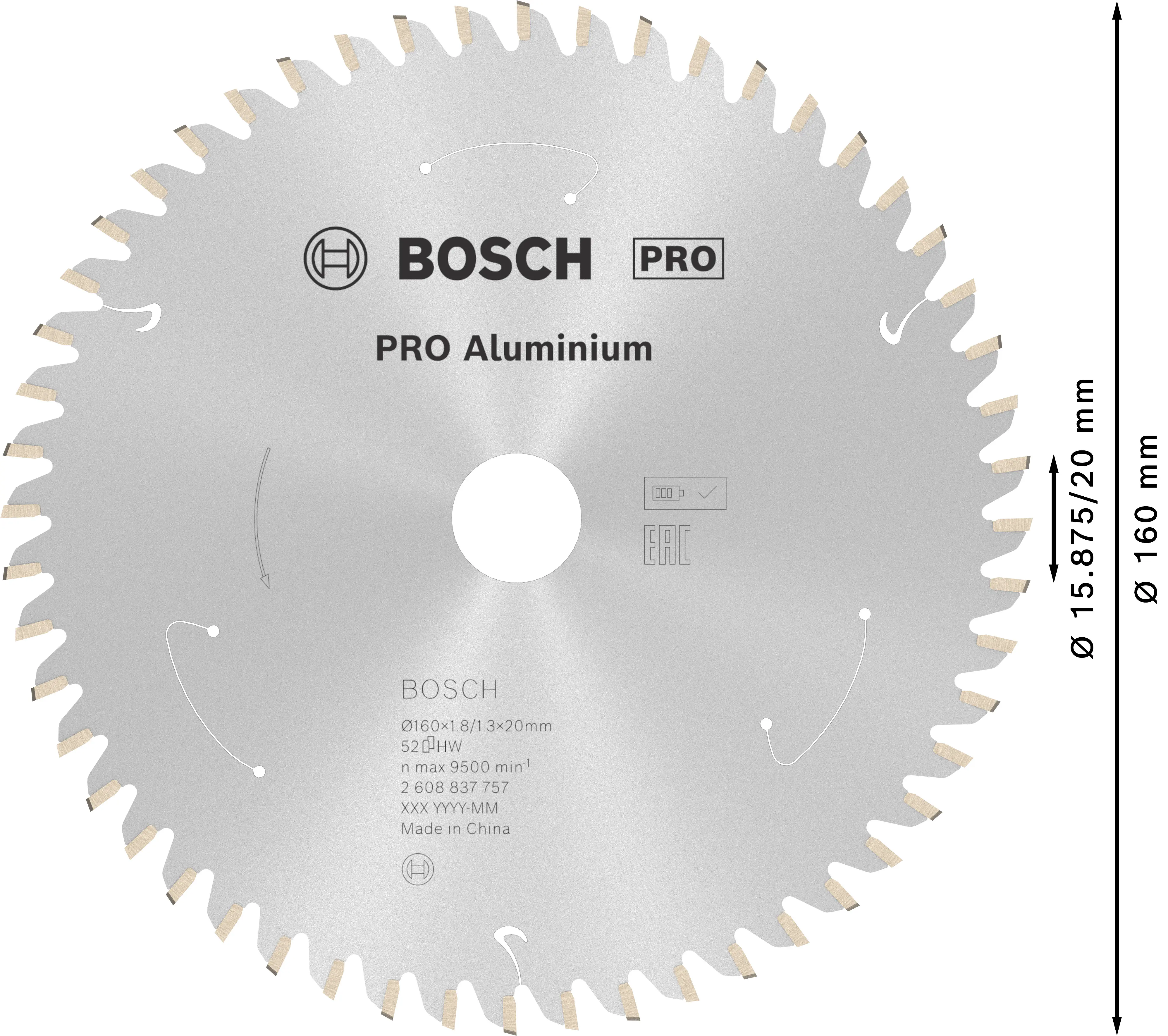 Bosch PRO Aluminium cordless Kreissägeblatt 160 x 1,8 x 20 mm