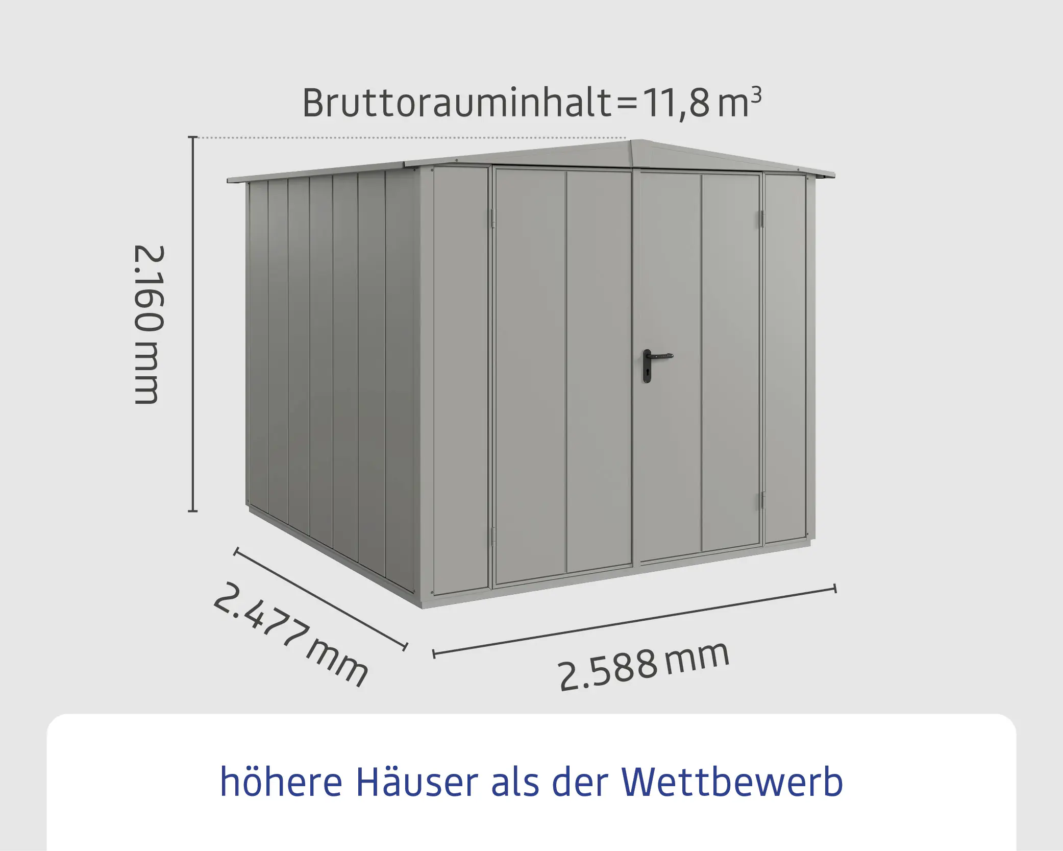 EcoStar Gerätehaus Elegant-S Typ 2 258,8 x 247,7 x 216 cm graualuminium