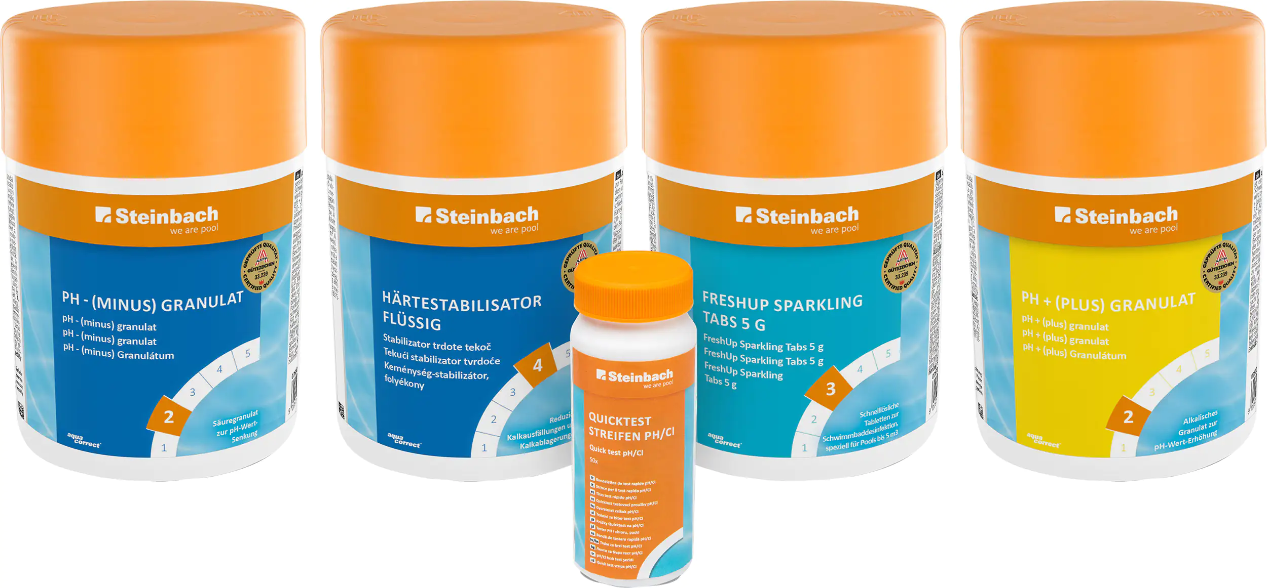 Steinbach Poolpflege Whirlpoolset All in One 4 x Poolpflege + Teststreifen
