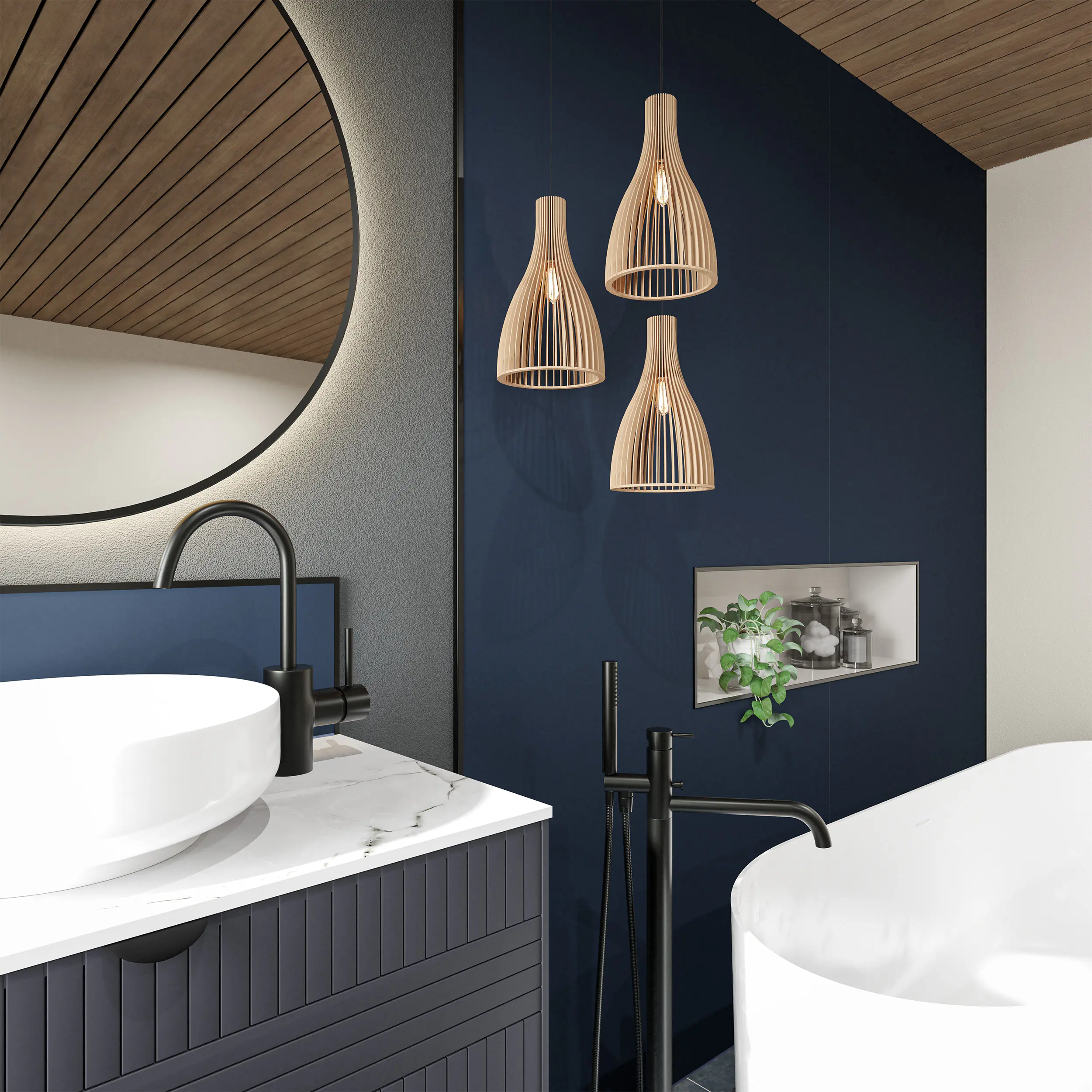 Wetwall Alloy Spritzschutzwand 80 x 25 cm Deep Blue Sea/Smoked Rose