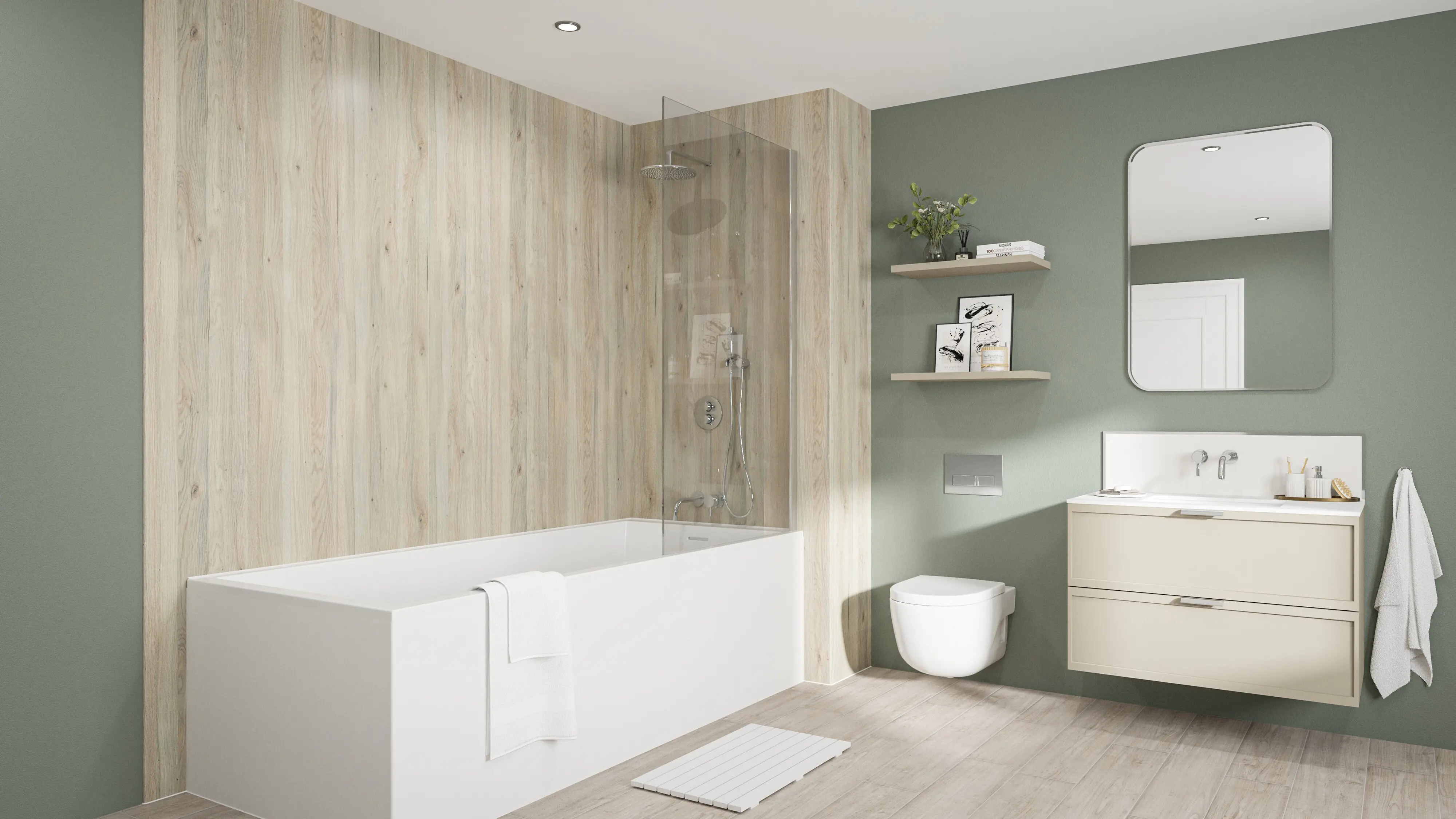 Wetwall Elite Wandpaneel  White Oak 120 x 242 cm mit Nut & Feder