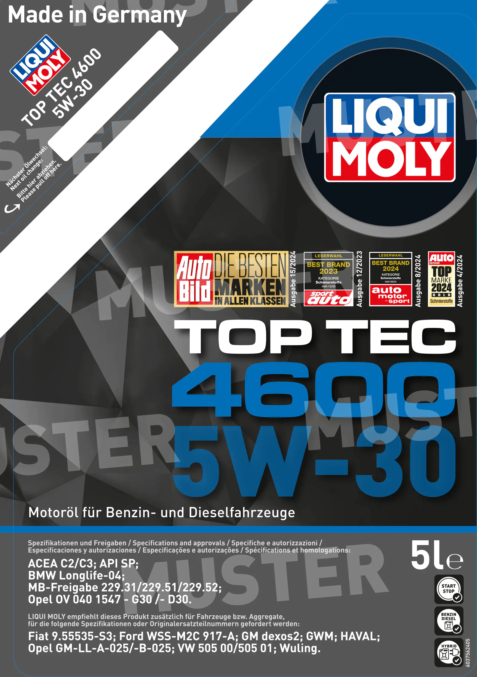Liqui Moly Motoröl Top Tec 4600 SAE 5W-30 5 L