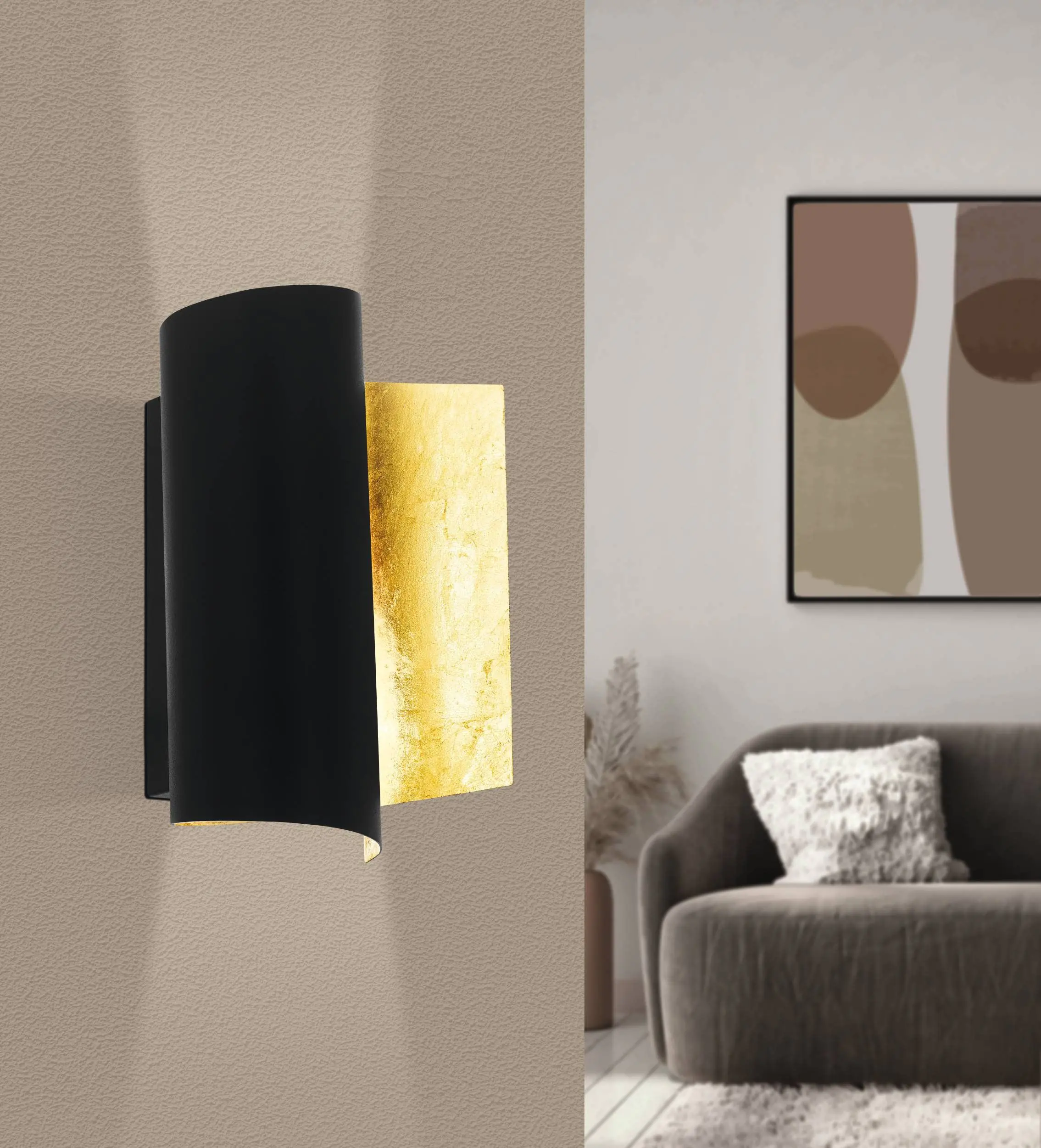 Eglo Wandleuchte Falicetto E27 schwarz / gold