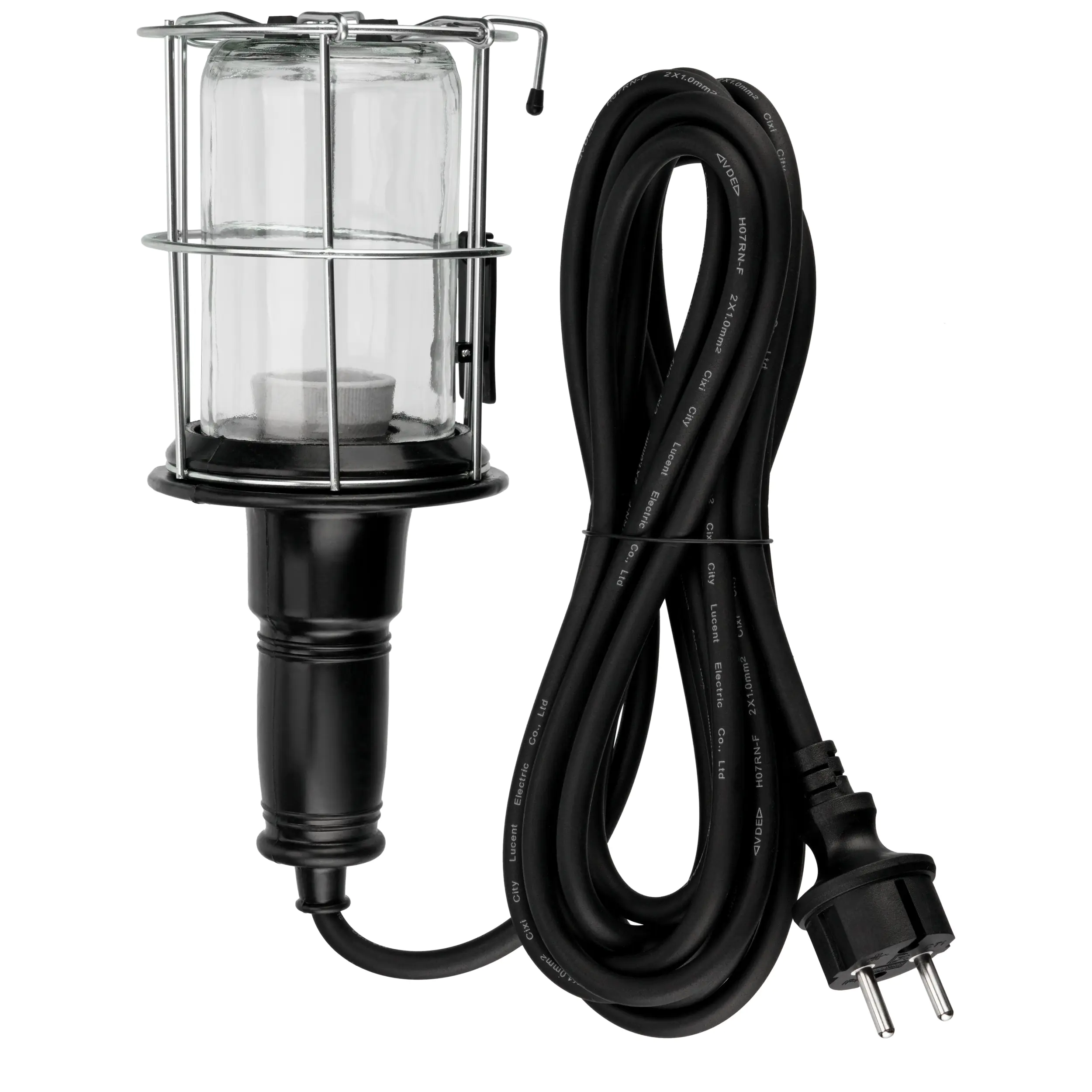 REV Handleuchte mit Metallkorb E27 max. 60W 5m H07RN-F schwarz