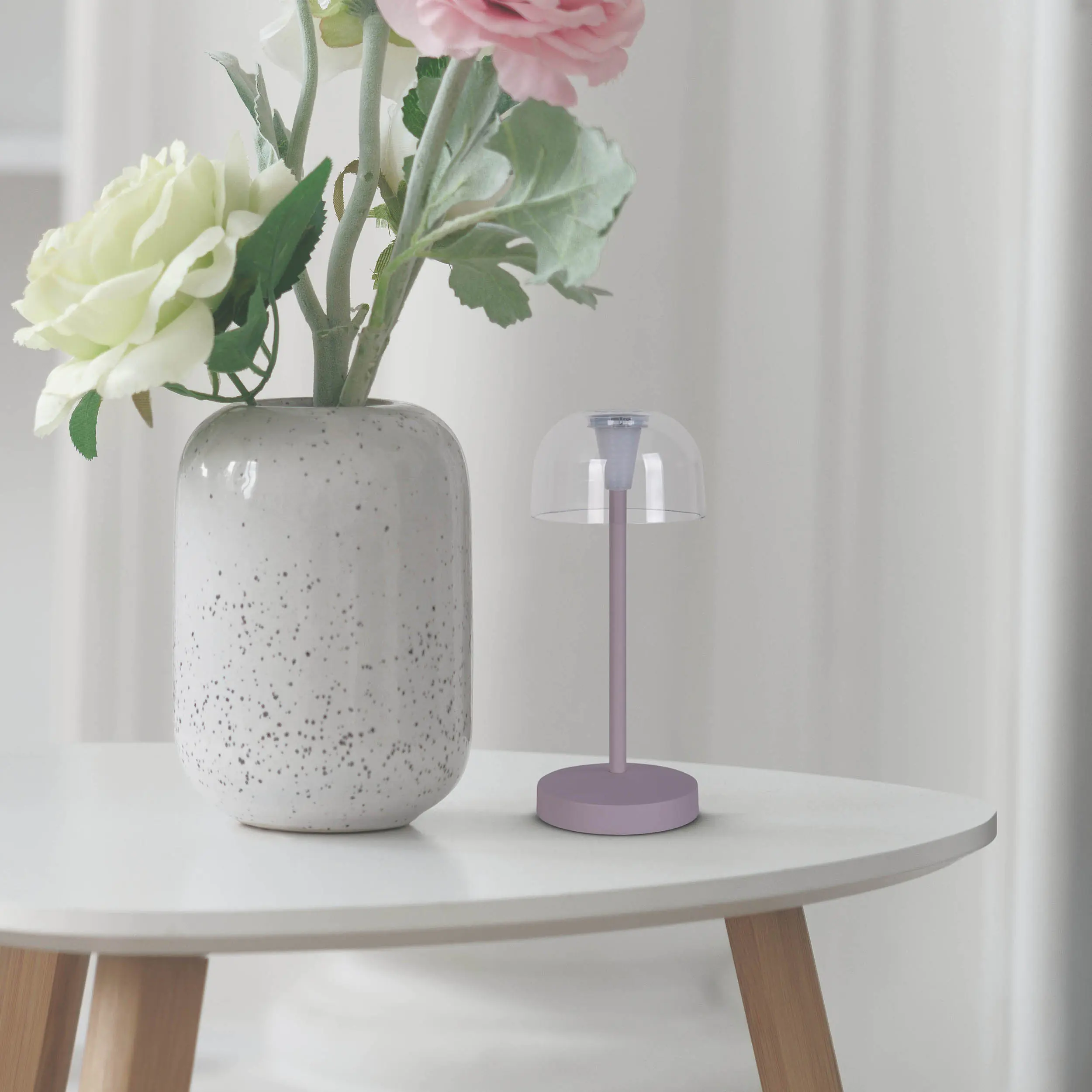 Light & More LED Akku-Tischleuchte Gomba violett dimmbar