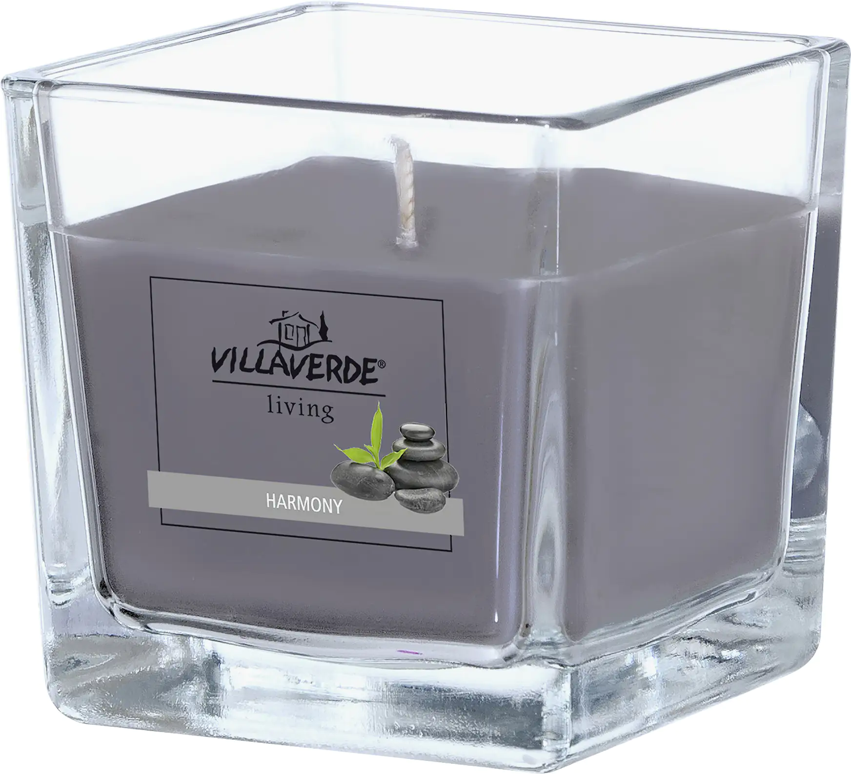 Villa Verde Duftkerze im Glas klar eckig Harmony, 8 x 8 x 8 cm