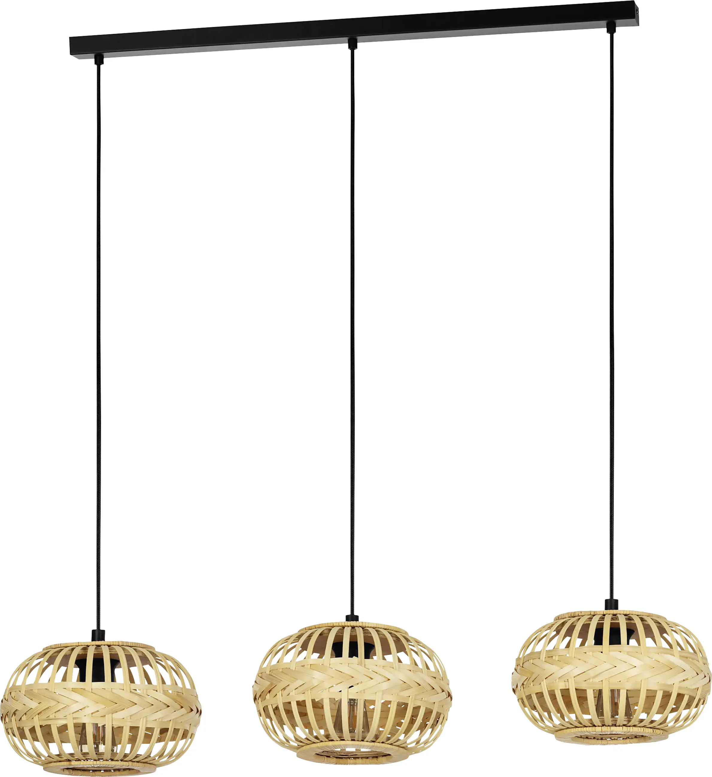Eglo 3er Pendelleuchte Amsfield 1 schwarz natur 96 x 26 x 110 cm E27