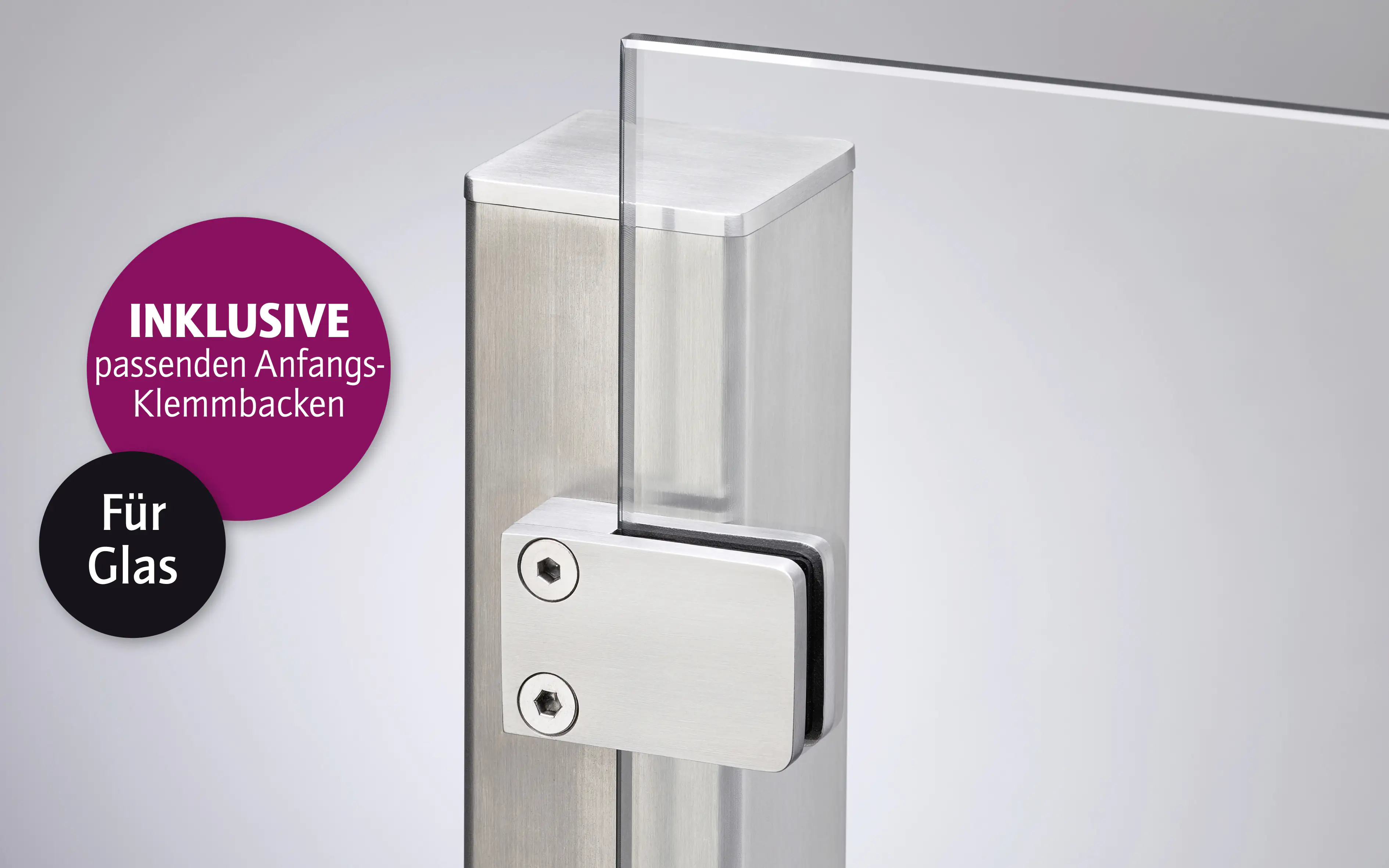 Ambiente Anfangspfosten-Set zum ANSCHRAUBEN 127 cm 6 x 6 cm Edelstahl V2A