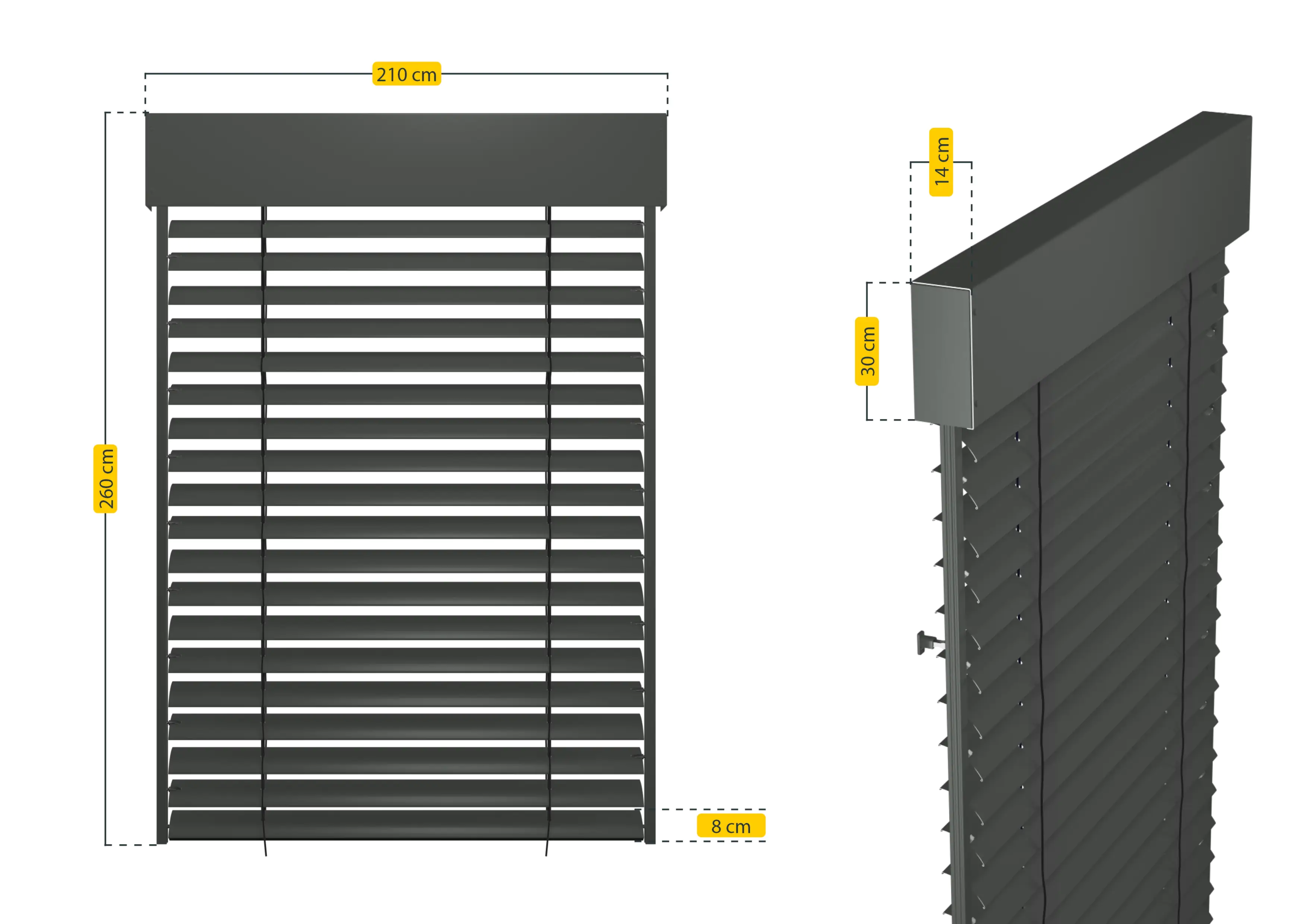 Schellenberg Raffstore Express, anthrazit 210 x 260 cm, Blende 30 cm
