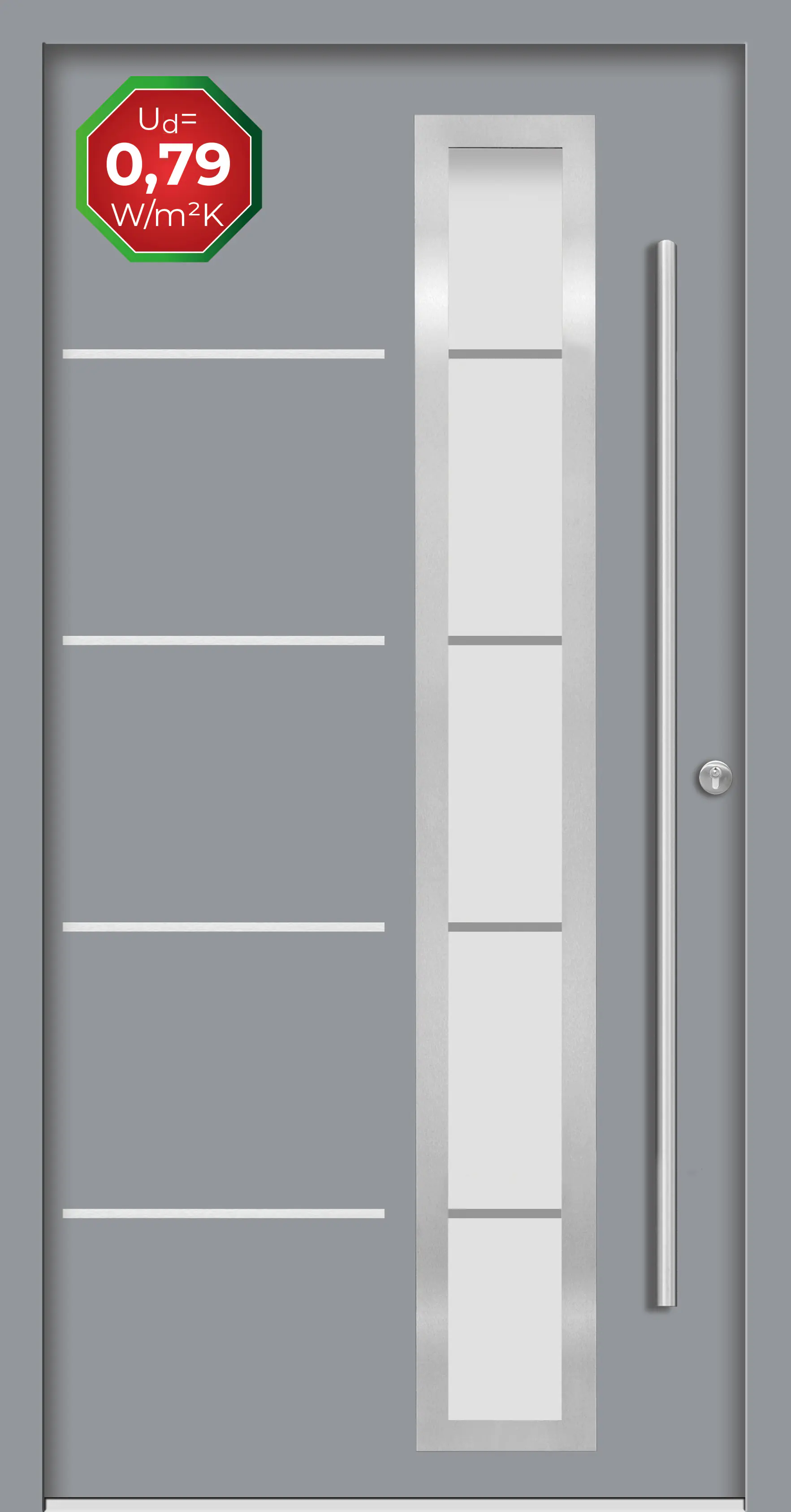 Splendoor Haustür Passivedoor Premium B06 Grau DIN Rechts 100 x 210 cm