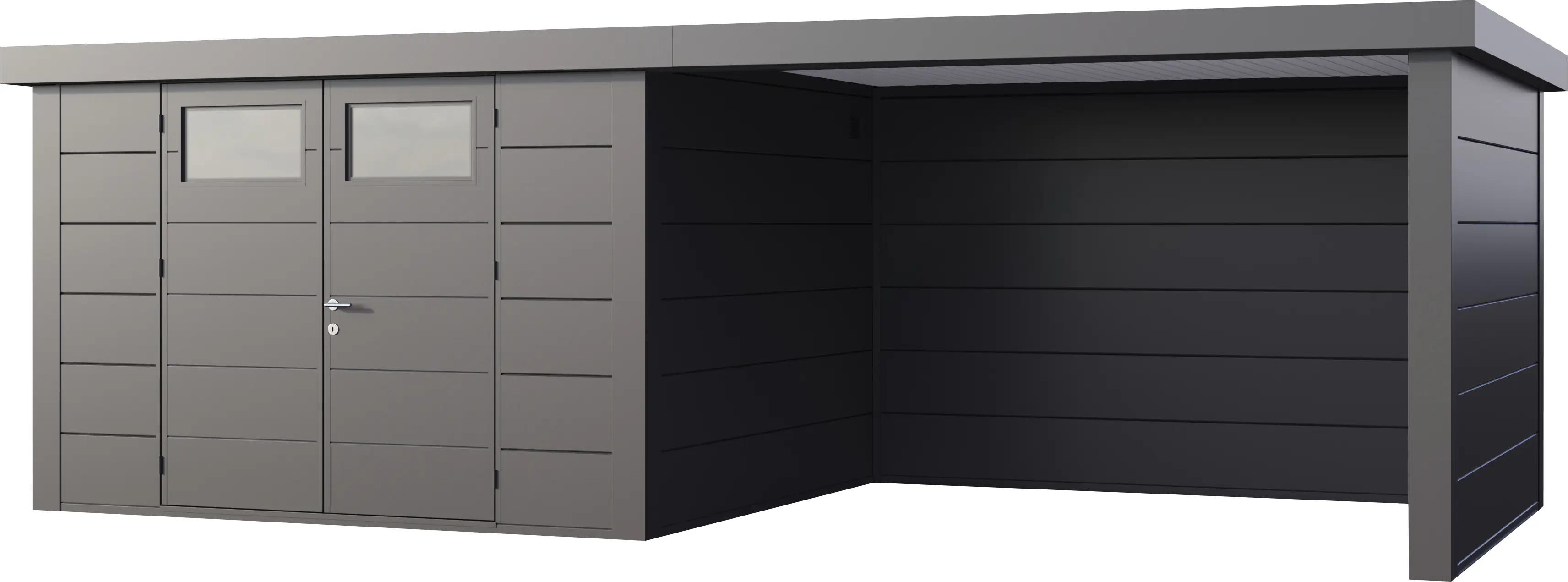 Telluria Gerätehaus Classico Lounge L 3330 rechts granitgrau 672 x 298 cm