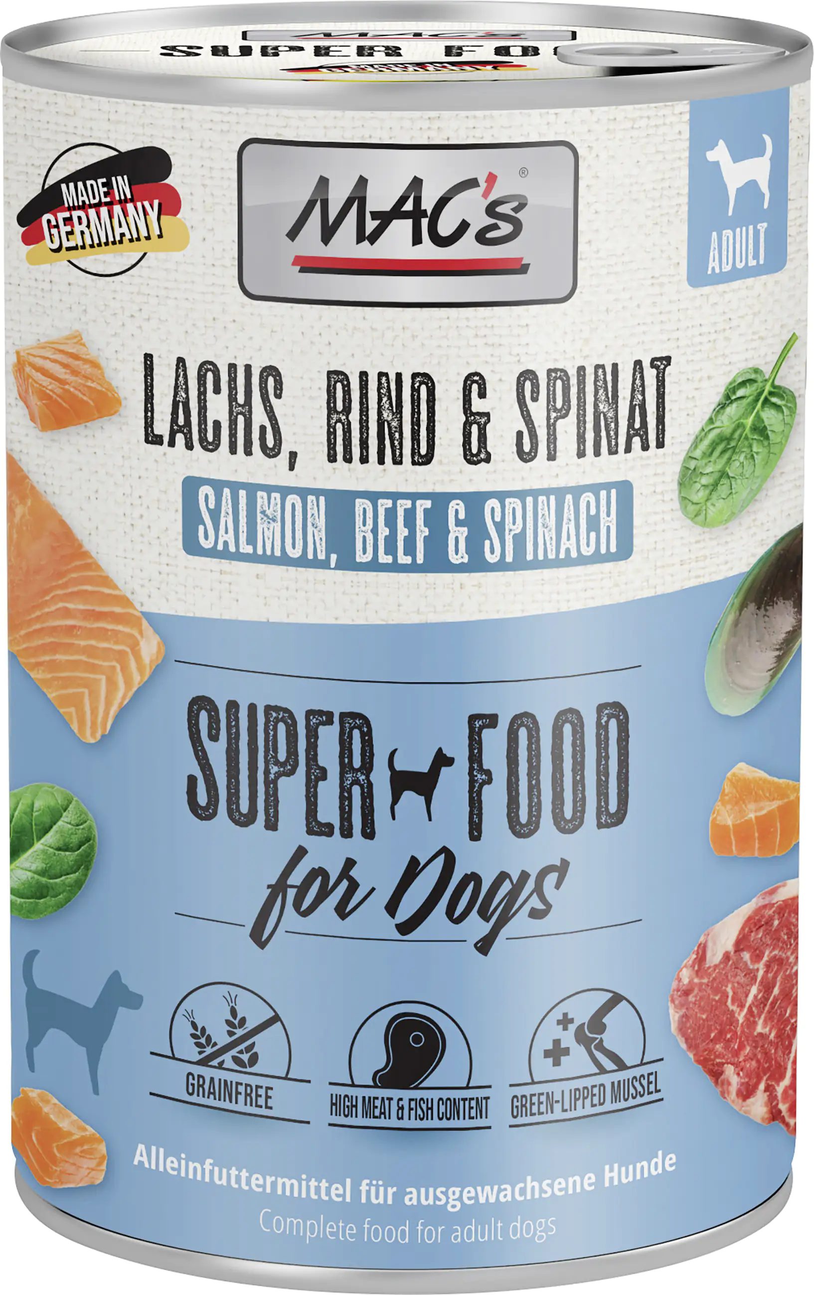 Macs Dog Hundenassfutter Adult getreidefrei 400 g Lachs & Rind