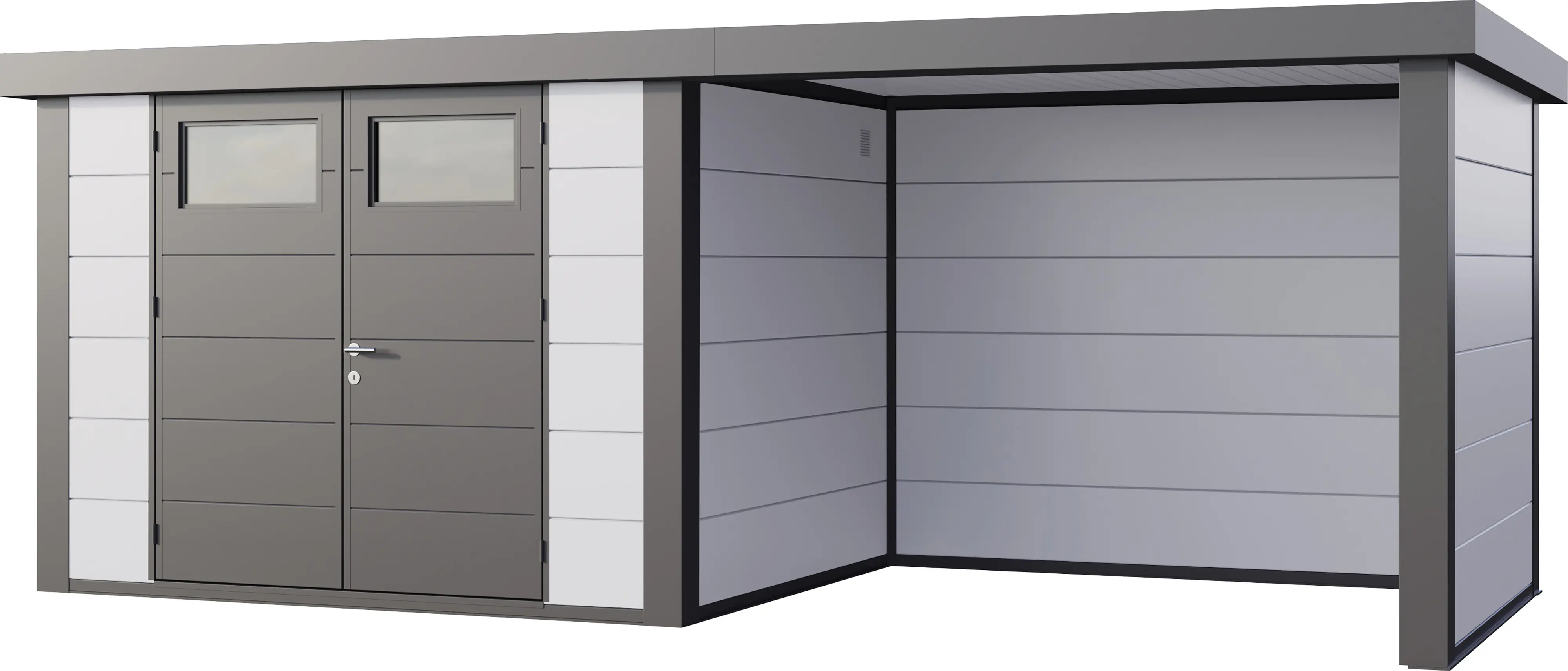Telluria Gerätehaus Classico Lounge S 3024 rechts weiß 582 x 238 cm