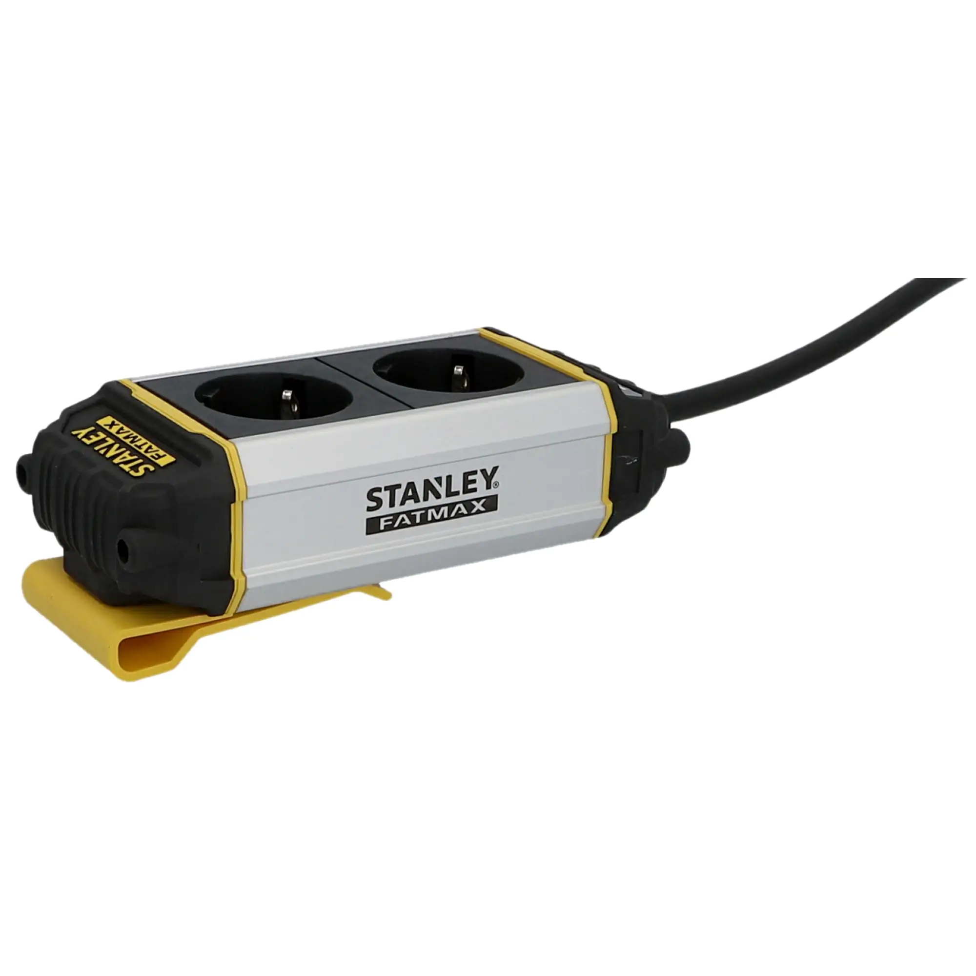 Stanley Steckdosenleiste 2-fach 5m mit Befestigungsclip, schwarz