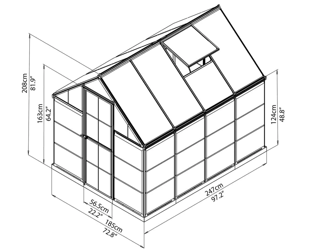 Canopia Gewächshaus Hybrid 6X8 silber 185 x 247 x 208 cm