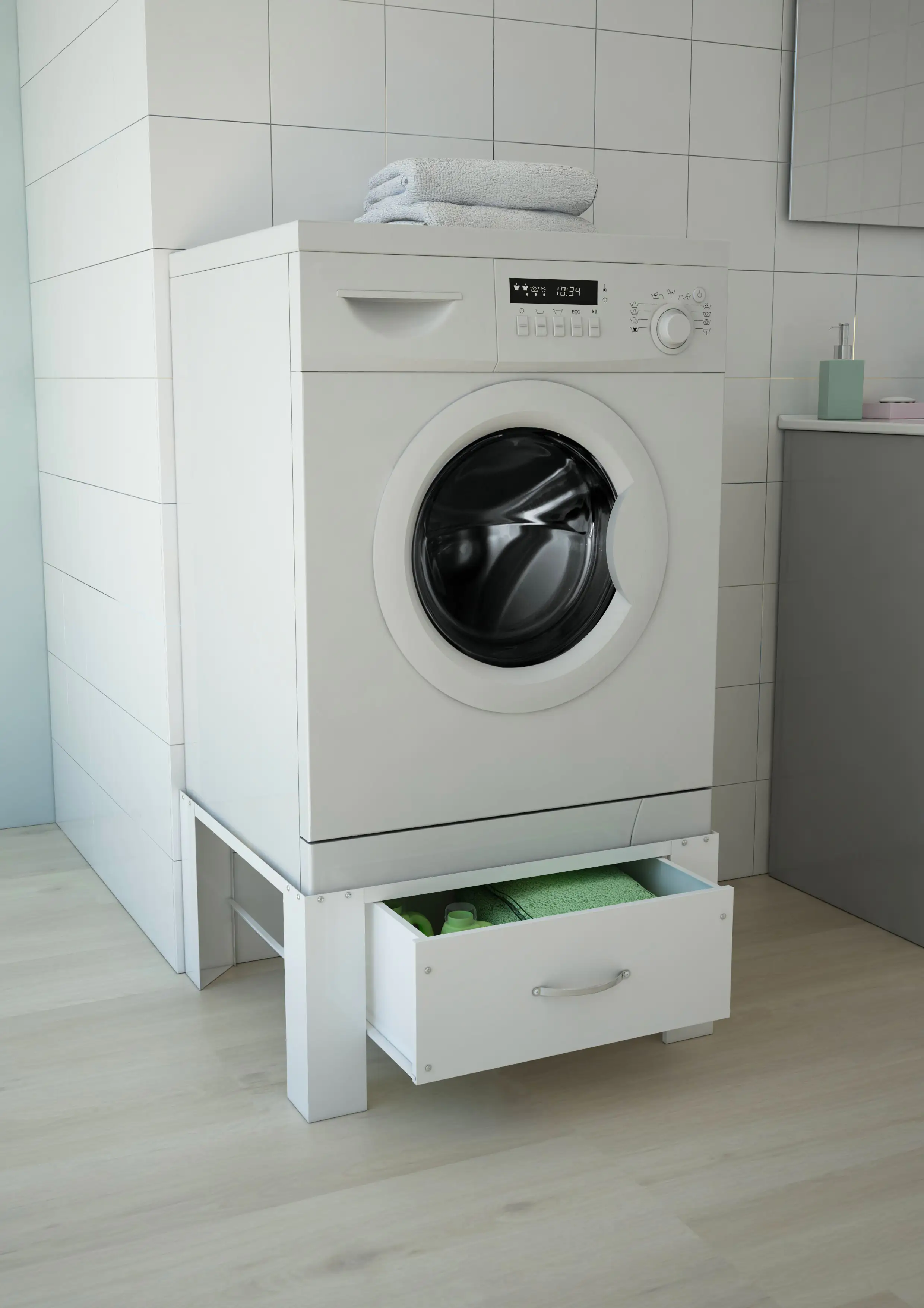 Respekta Waschmaschinen Erhöhung mit Schublade 30 x 63 x 56,5 cm (H x B x T) weiß