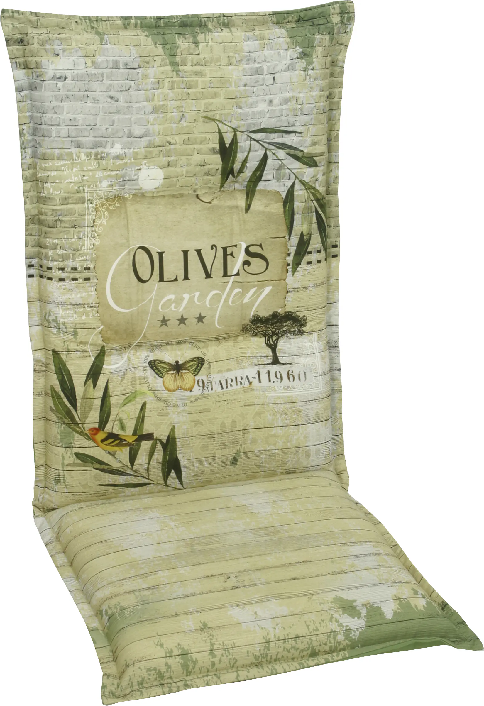Go-De Hochlehner-Auflage 120 cm x 50 cm x 7 cm grün beige gemustert