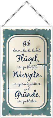 Schild mit Spruch Flügel geben, 23 x 13 cm mit Kette