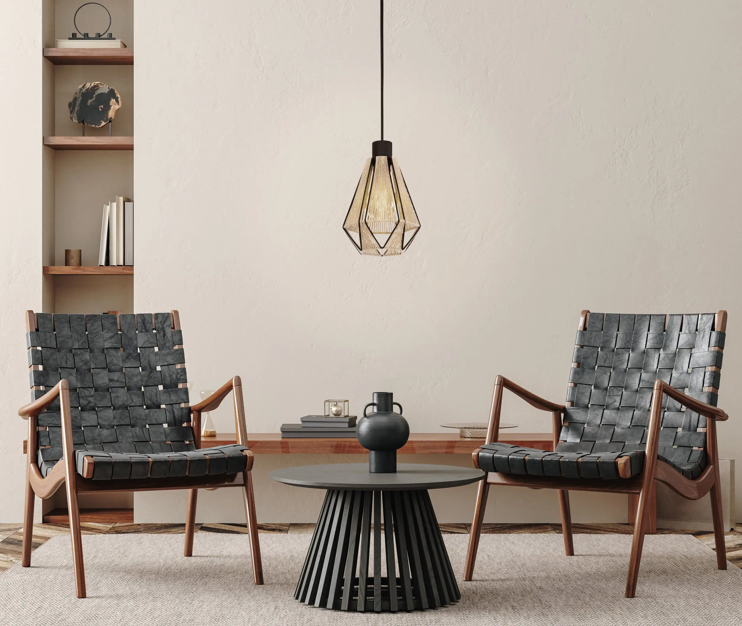 Eglo Pendelleuchte Adwickle natur schwarz 17 x 110 cm E27