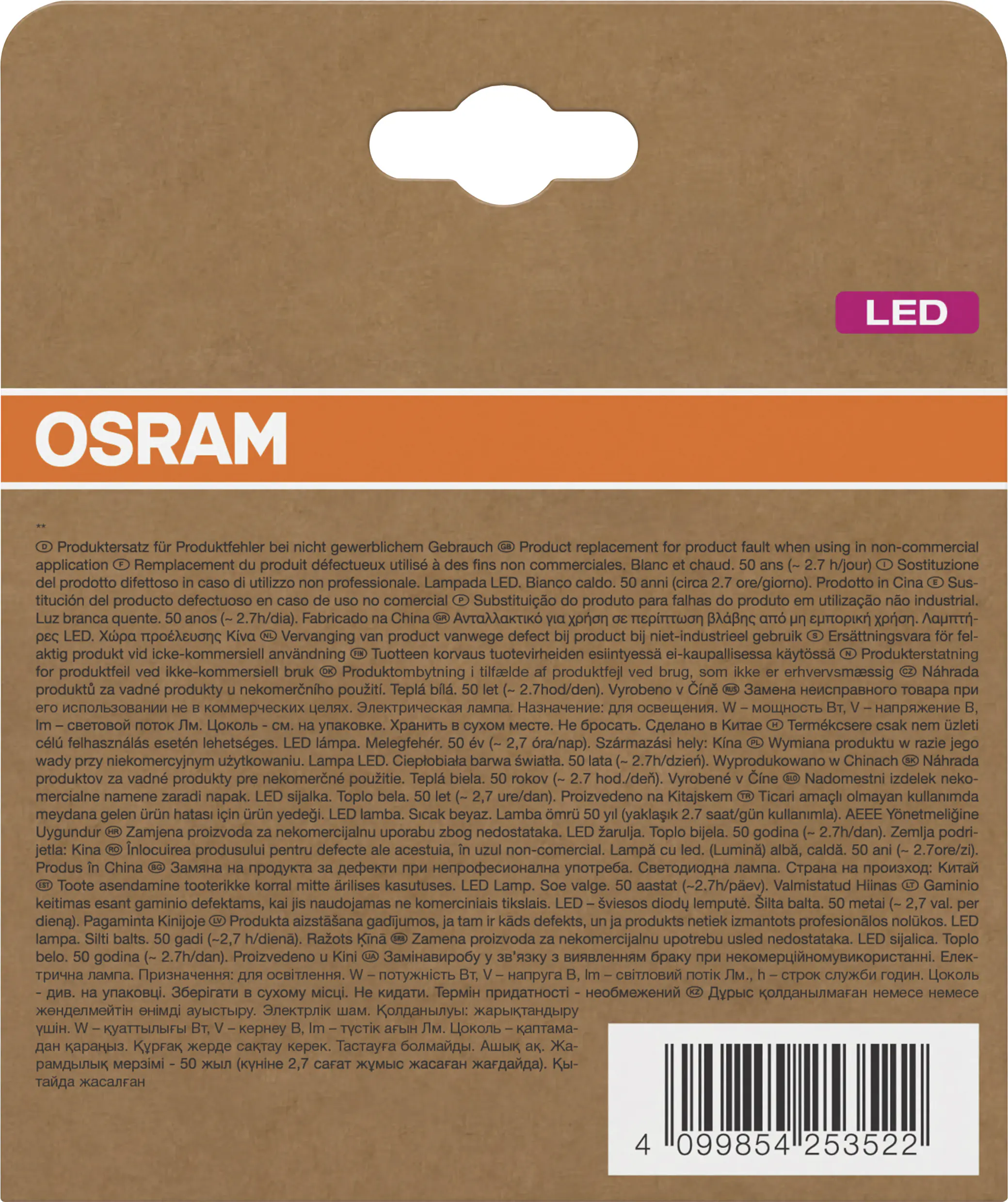 Osram LED Leuchtmittel E27 2er Pack Classic 3,8W matt warmweiß